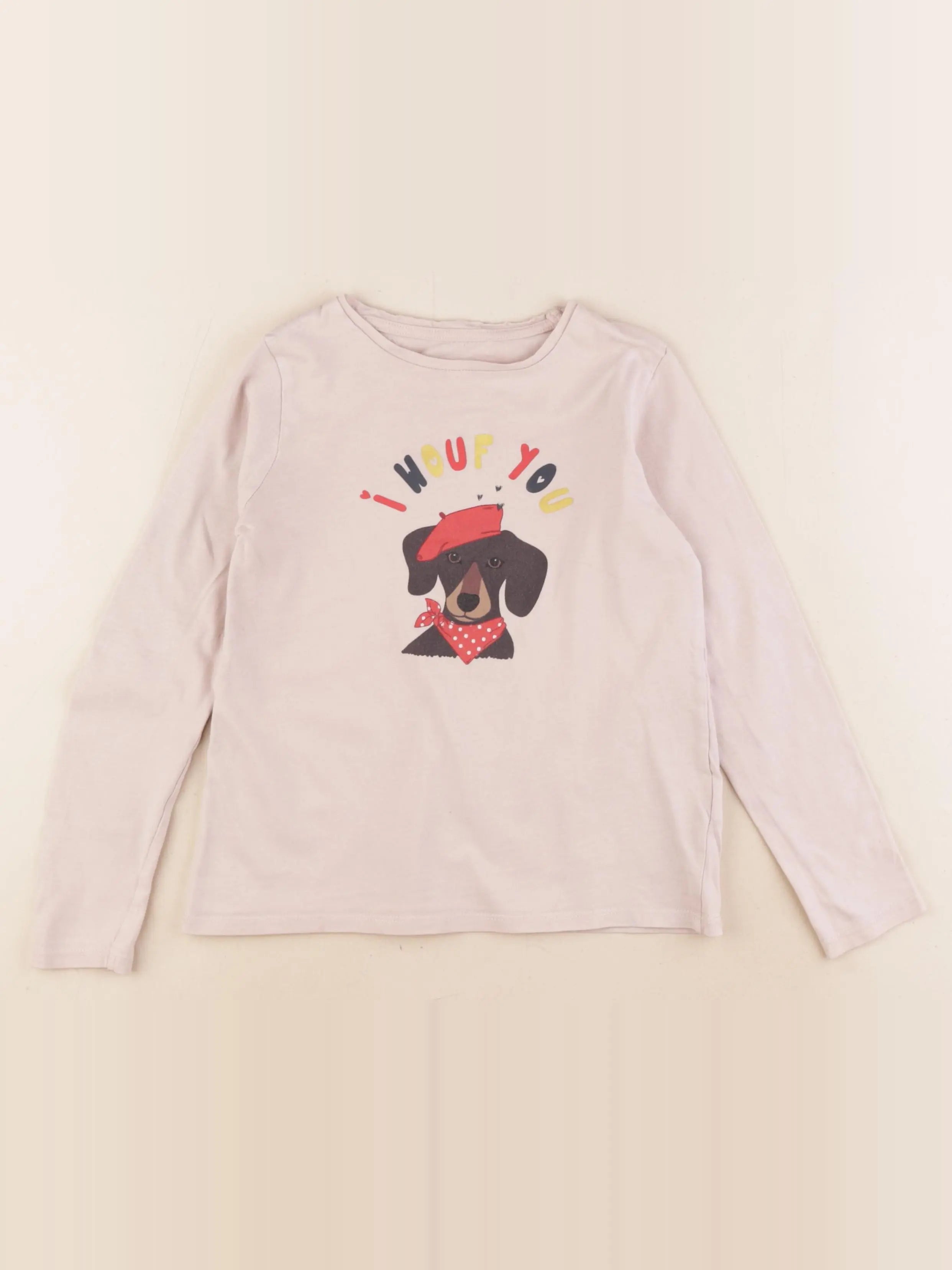 Vertbaudet - tee-shirt beige - 8 ans