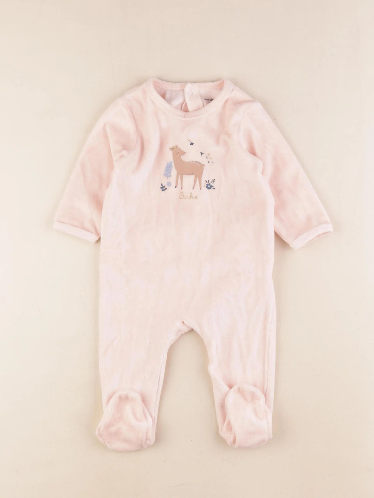 Vertbaudet - pyjama velours rose - 6 mois