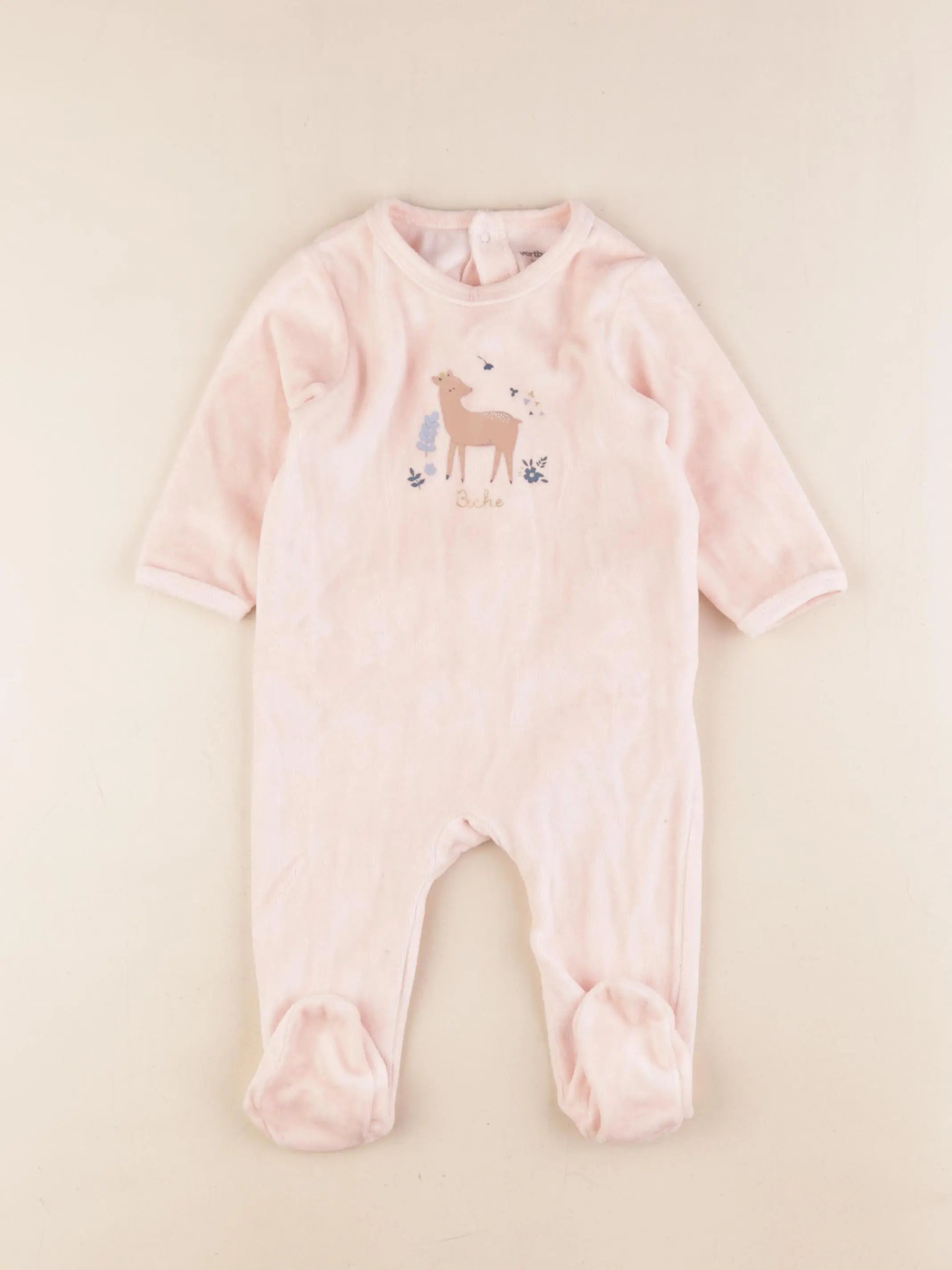Vertbaudet - pyjama velours rose - 6 mois