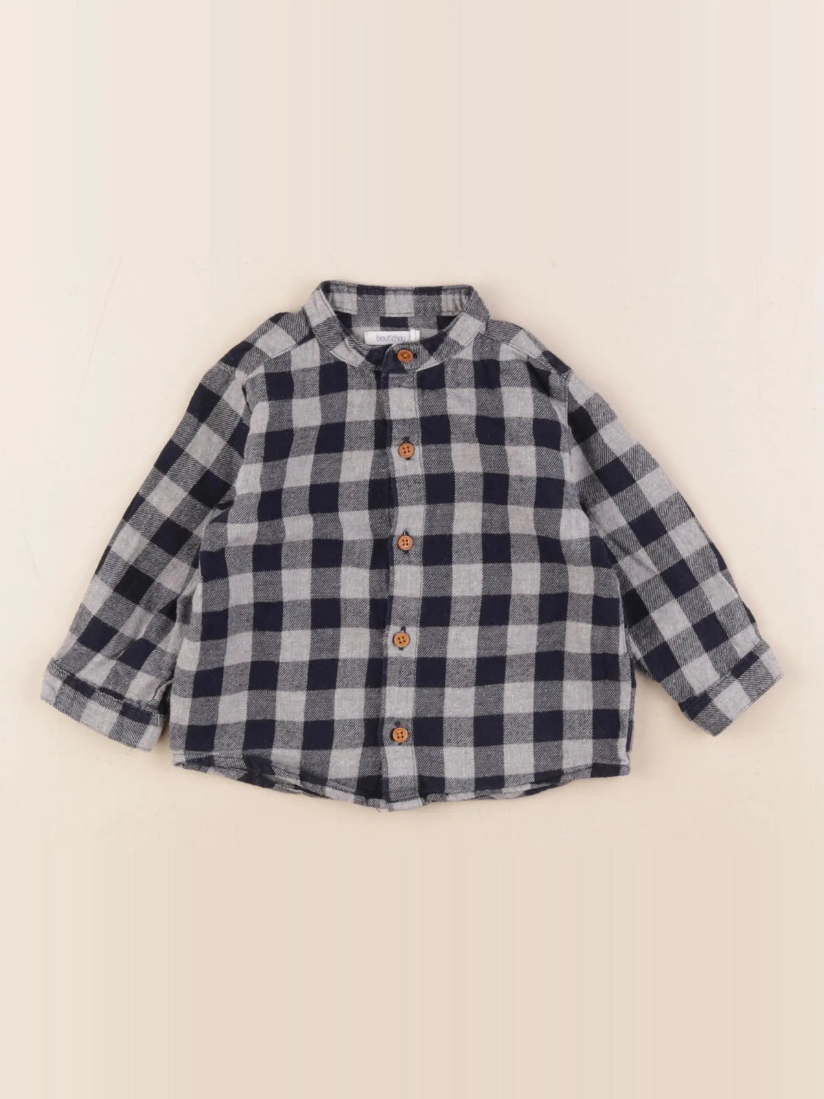 Boutchou - chemise bleu, gris - 9 mois