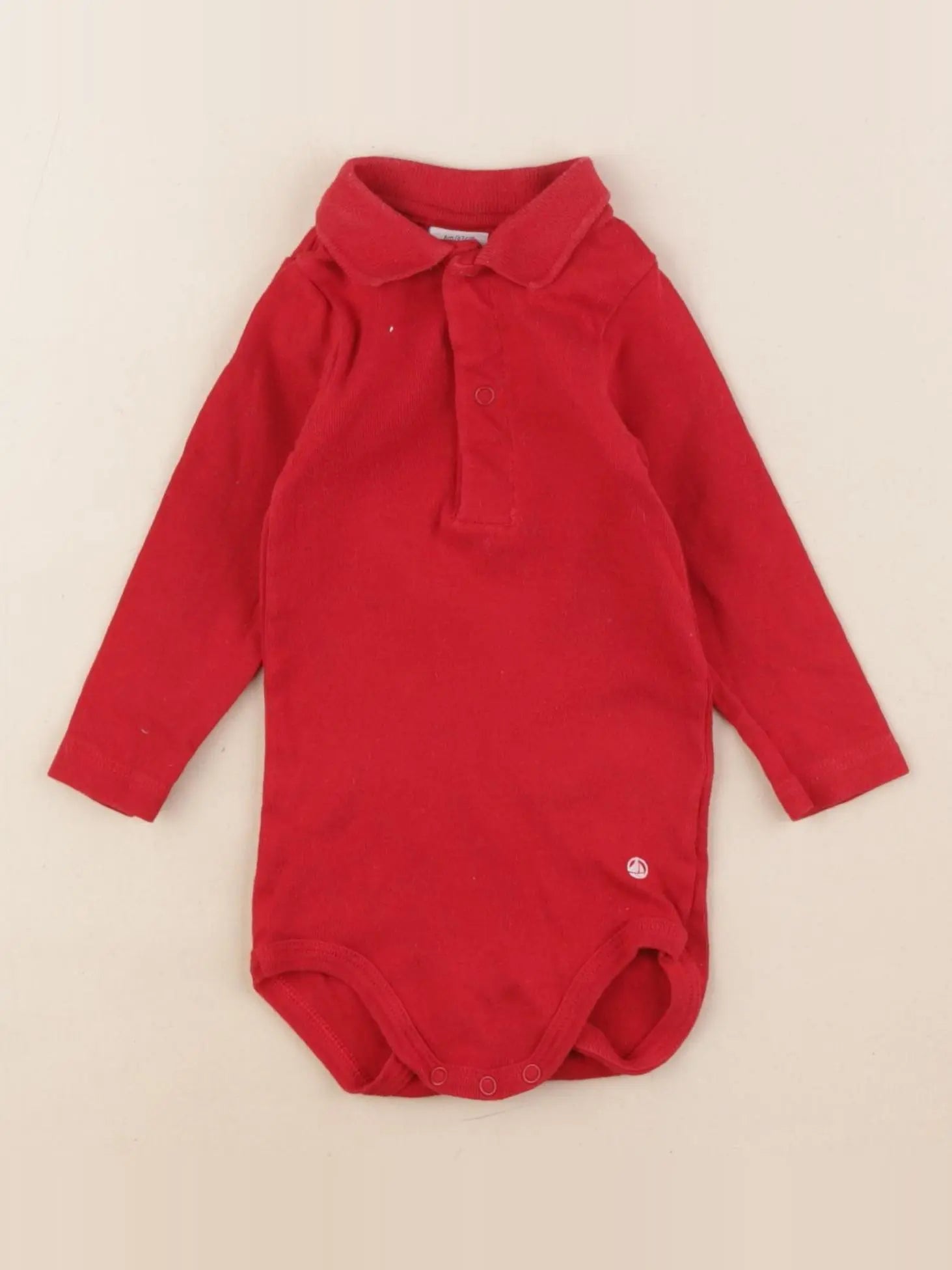Petit Bateau - body à col rouge - 6 mois