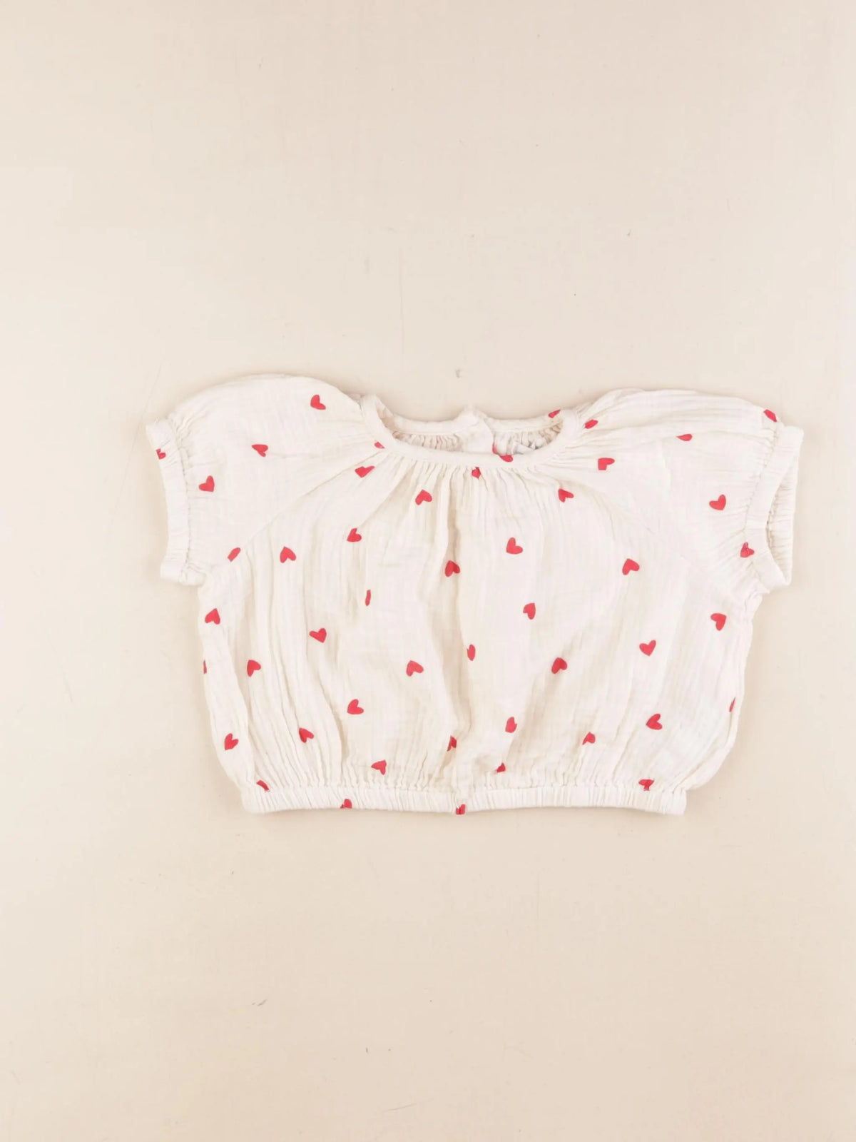 Vertbaudet - blouse rouge, beige - 12 mois