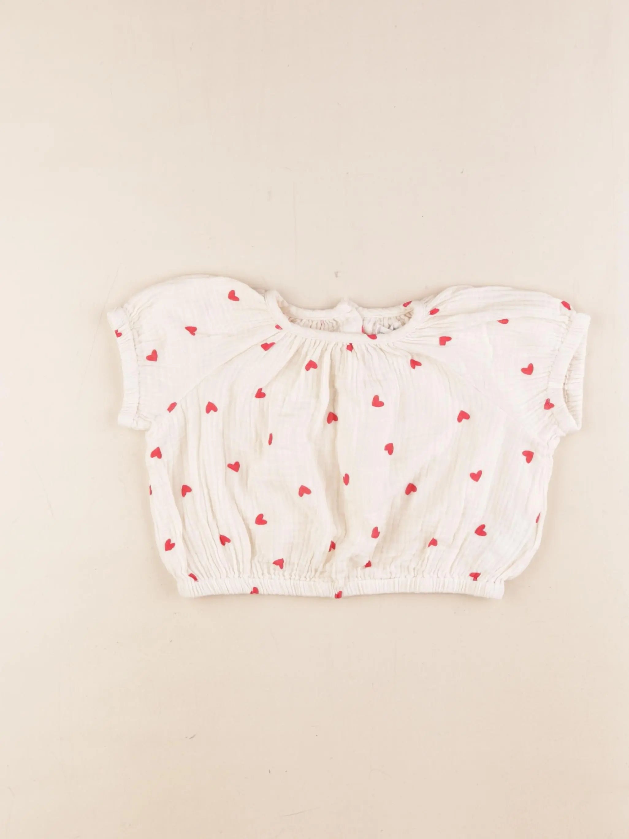 Vertbaudet - blouse rouge, beige - 12 mois