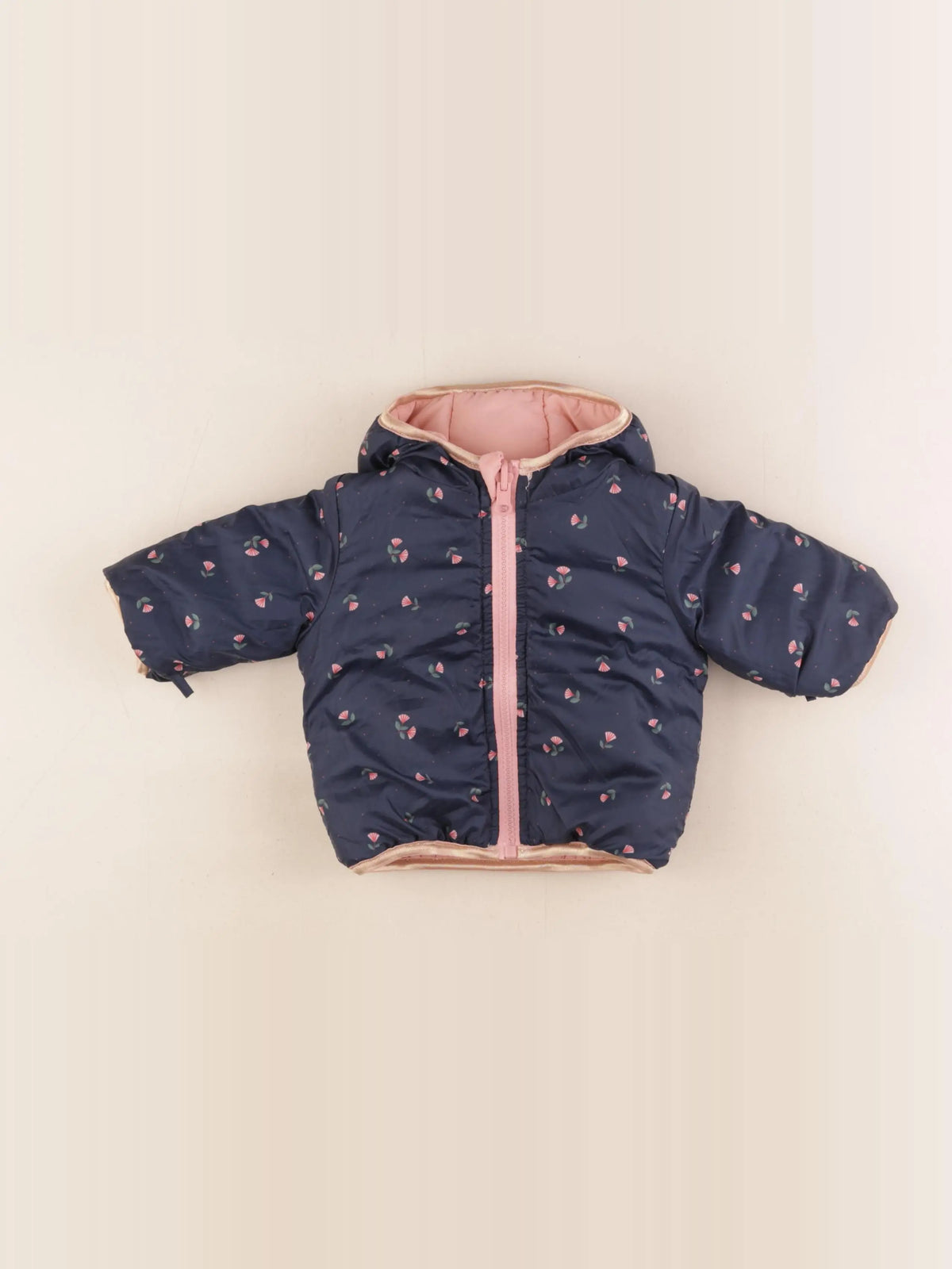 Vertbaudet - doudoune rose - 0/3 mois