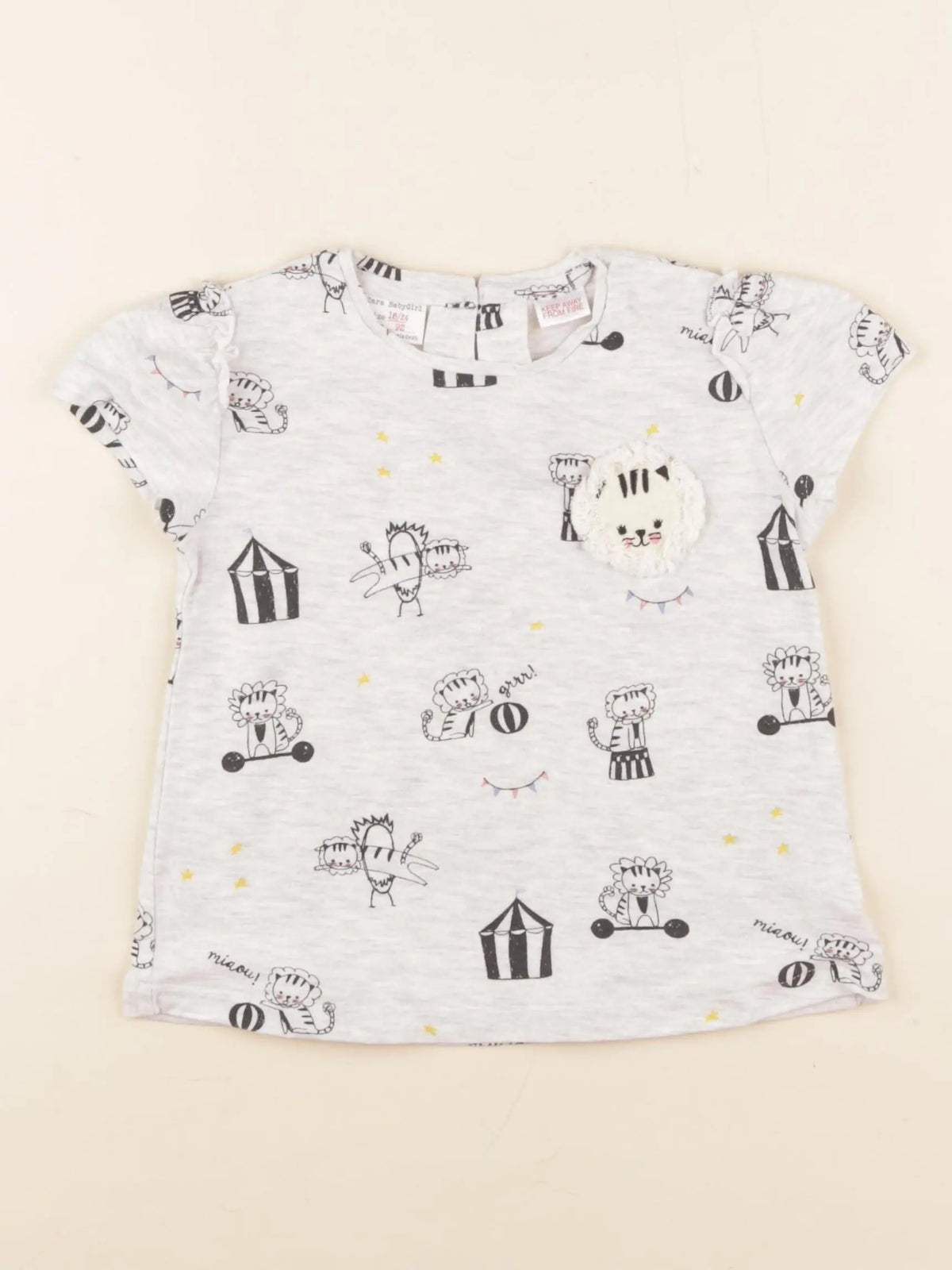 Zara - tee-shirt gris - 18/24 mois