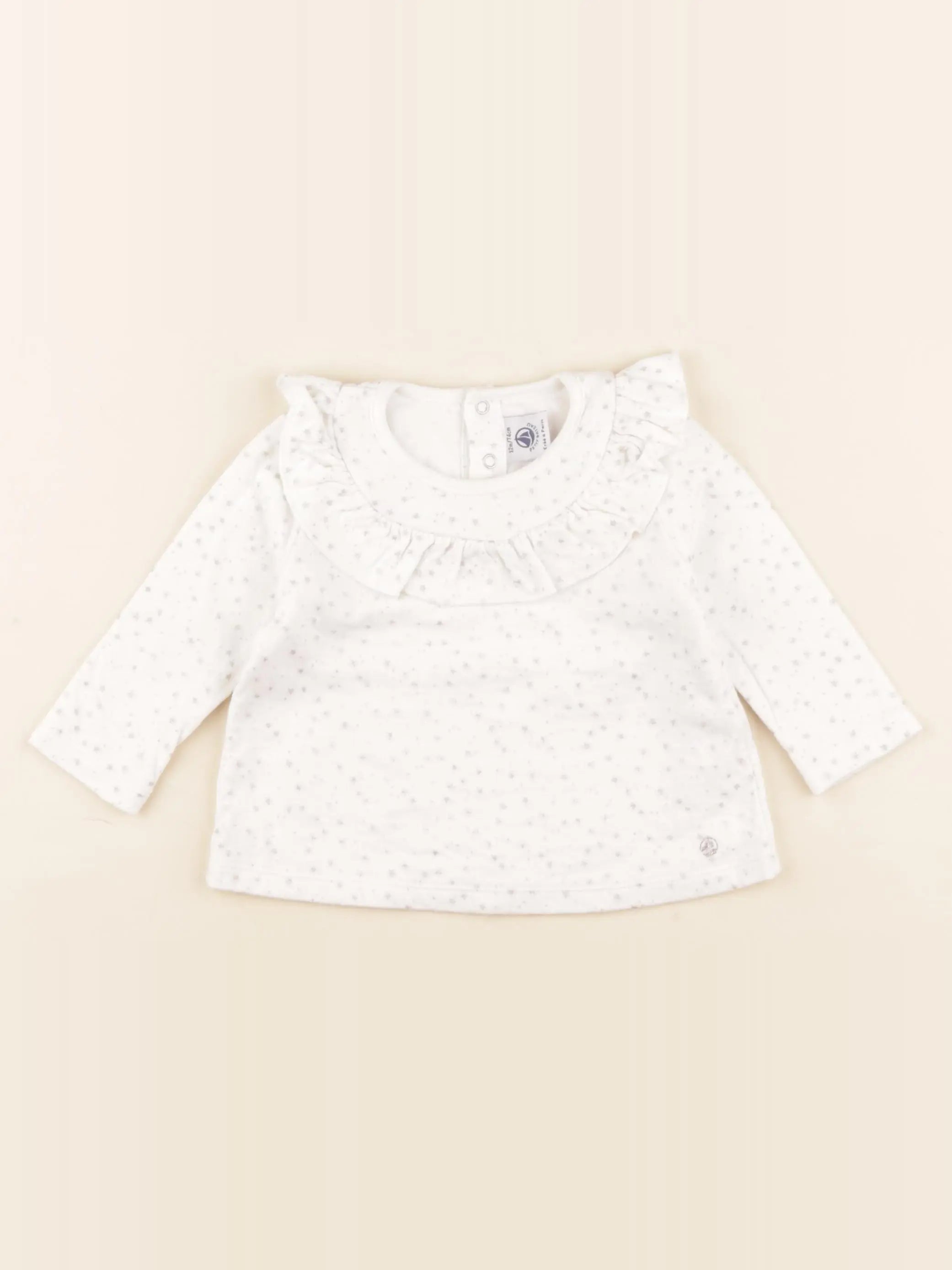 Petit Bateau - tee-shirt blanc, argent - 12 mois