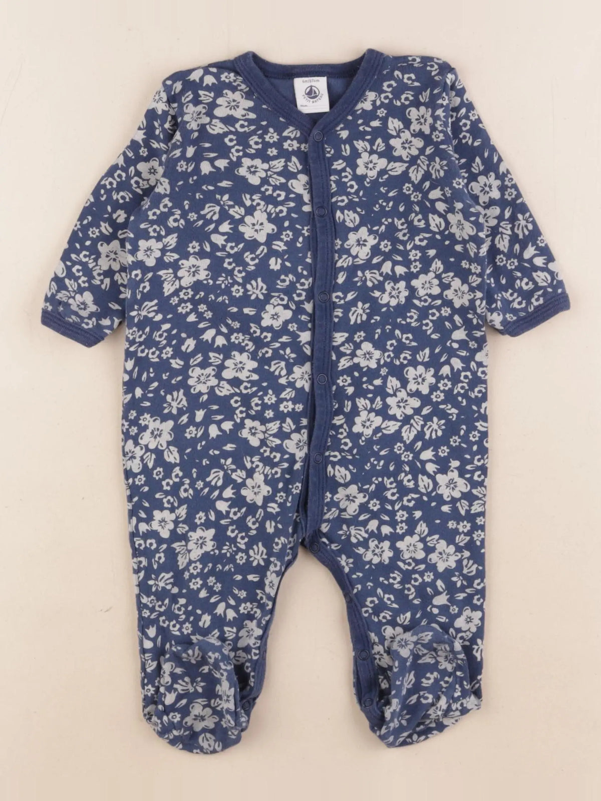 Petit Bateau - pyjama coton bleu - 6 mois