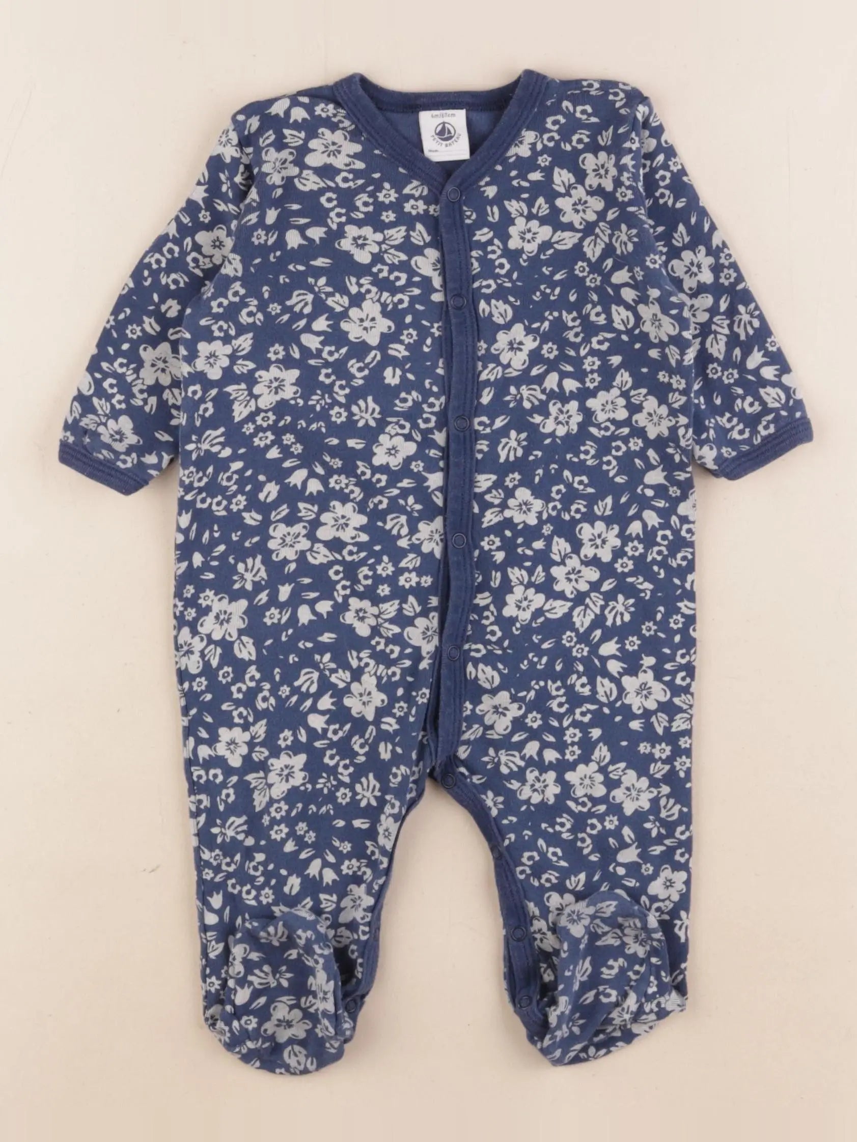 Petit Bateau - pyjama coton bleu - 6 mois