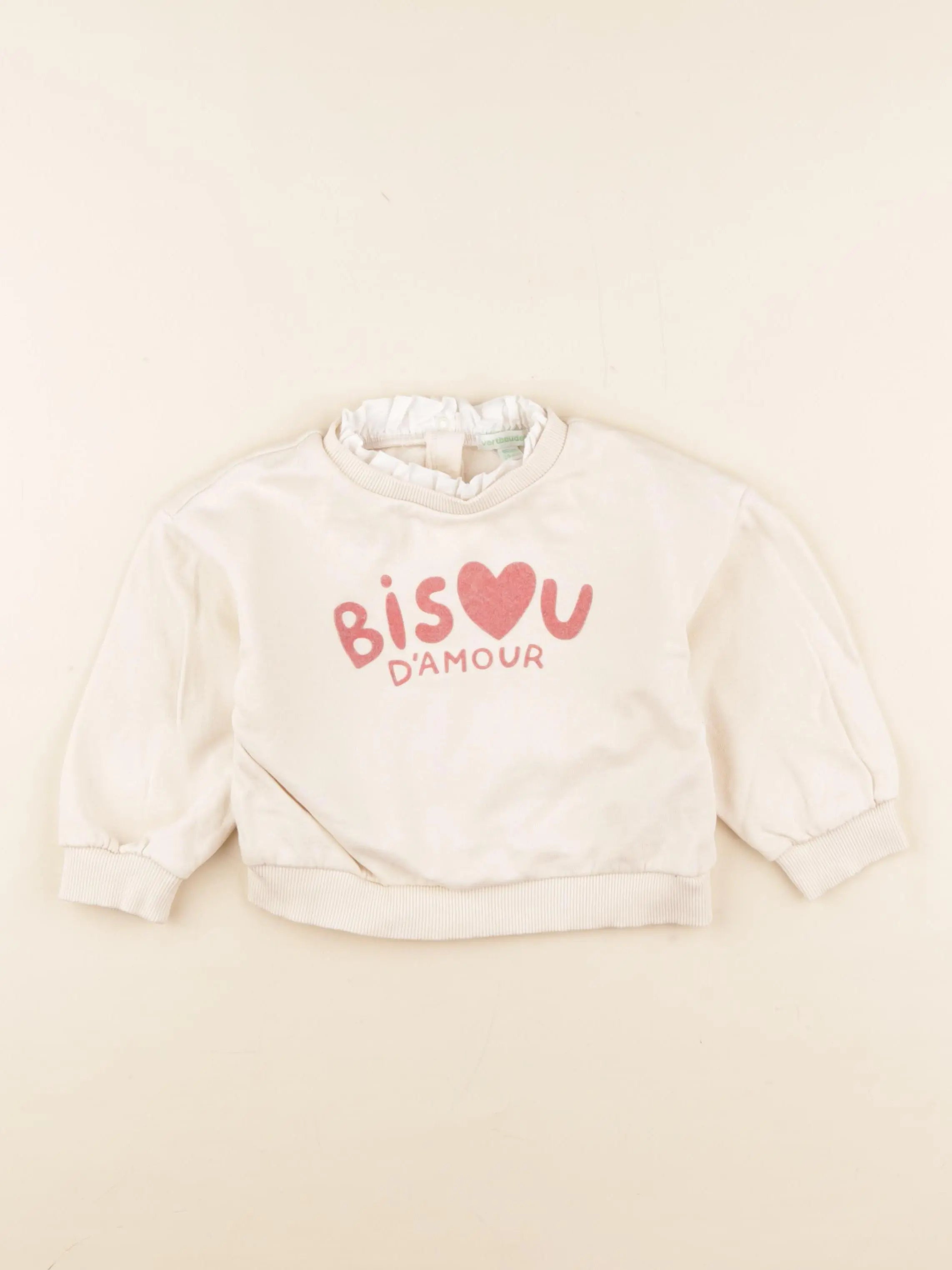 Vertbaudet - sweat beige - 24 mois