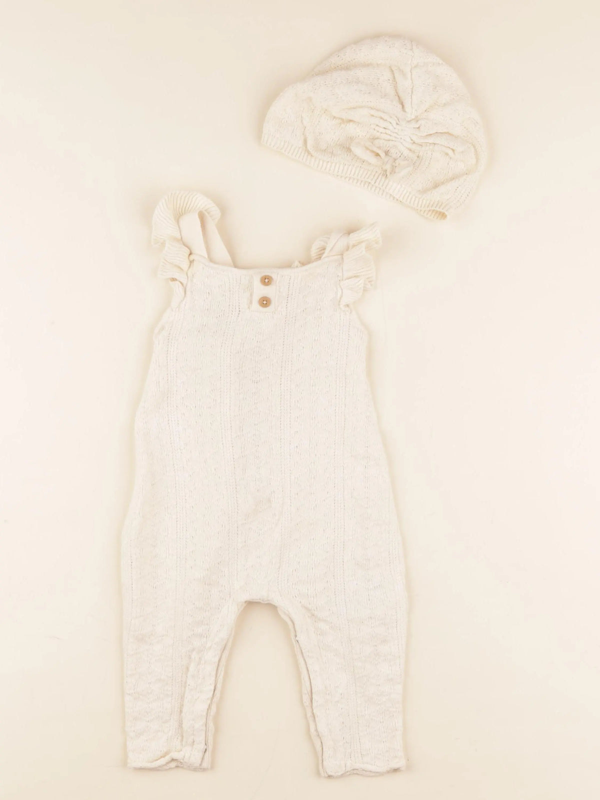 Vertbaudet - ensemble beige - 9 mois