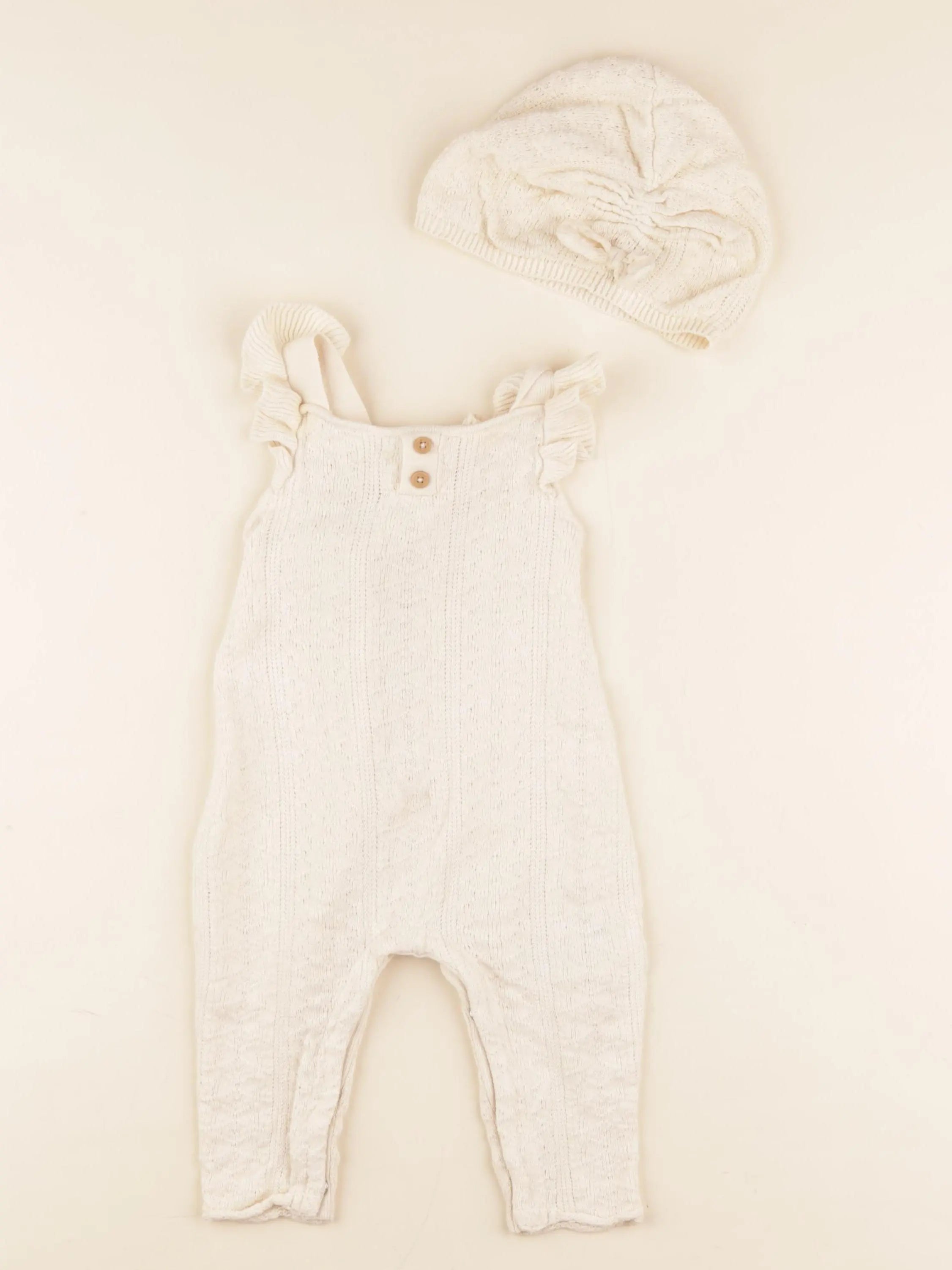 Vertbaudet - ensemble beige - 9 mois