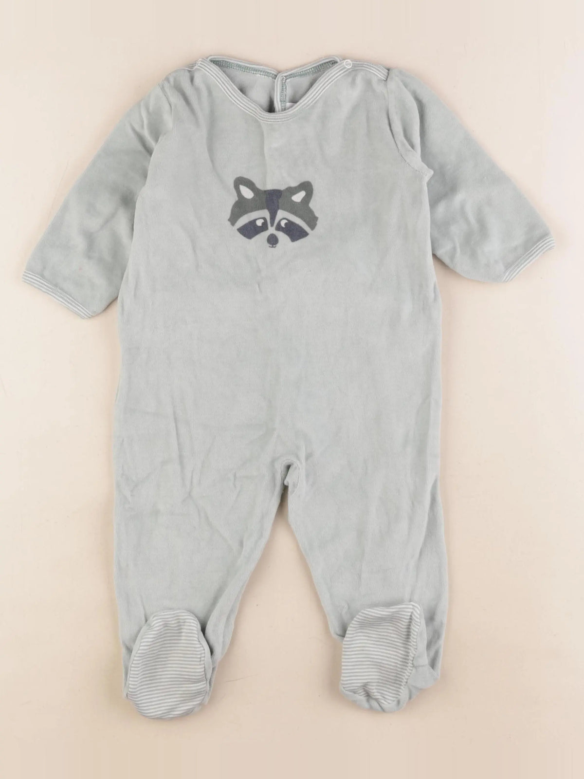 Petit Bateau - pyjama velours vert - 12 mois