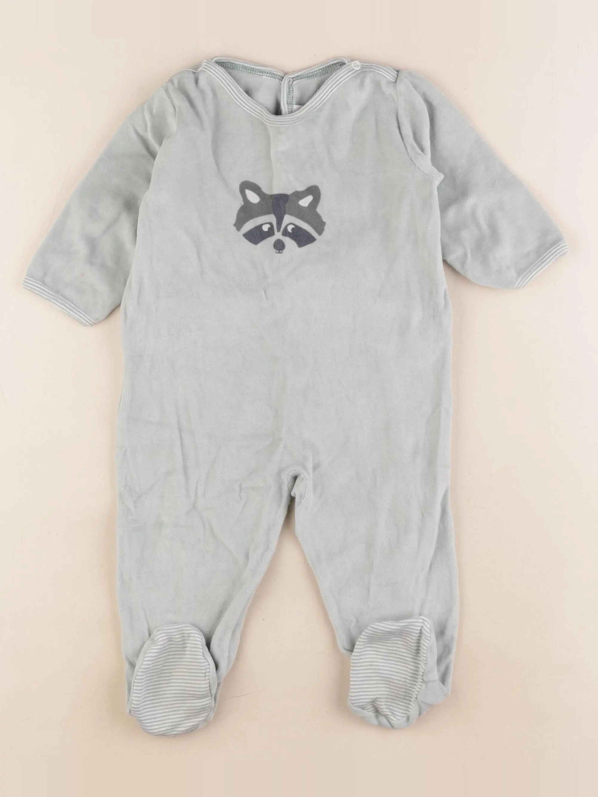 Petit Bateau - pyjama velours vert - 12 mois