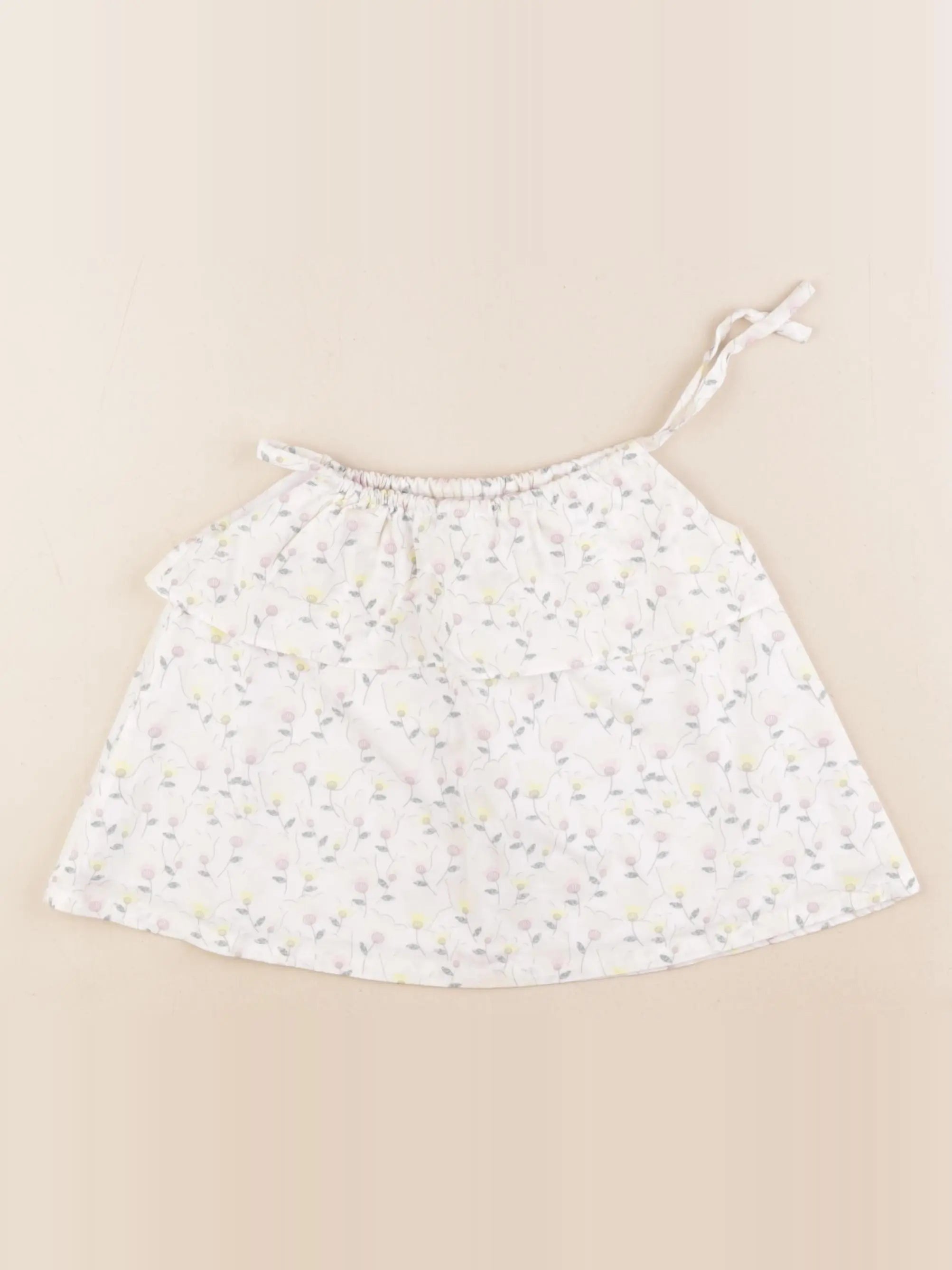 Bonnet à Pompon - blouse multicolore - 9 mois