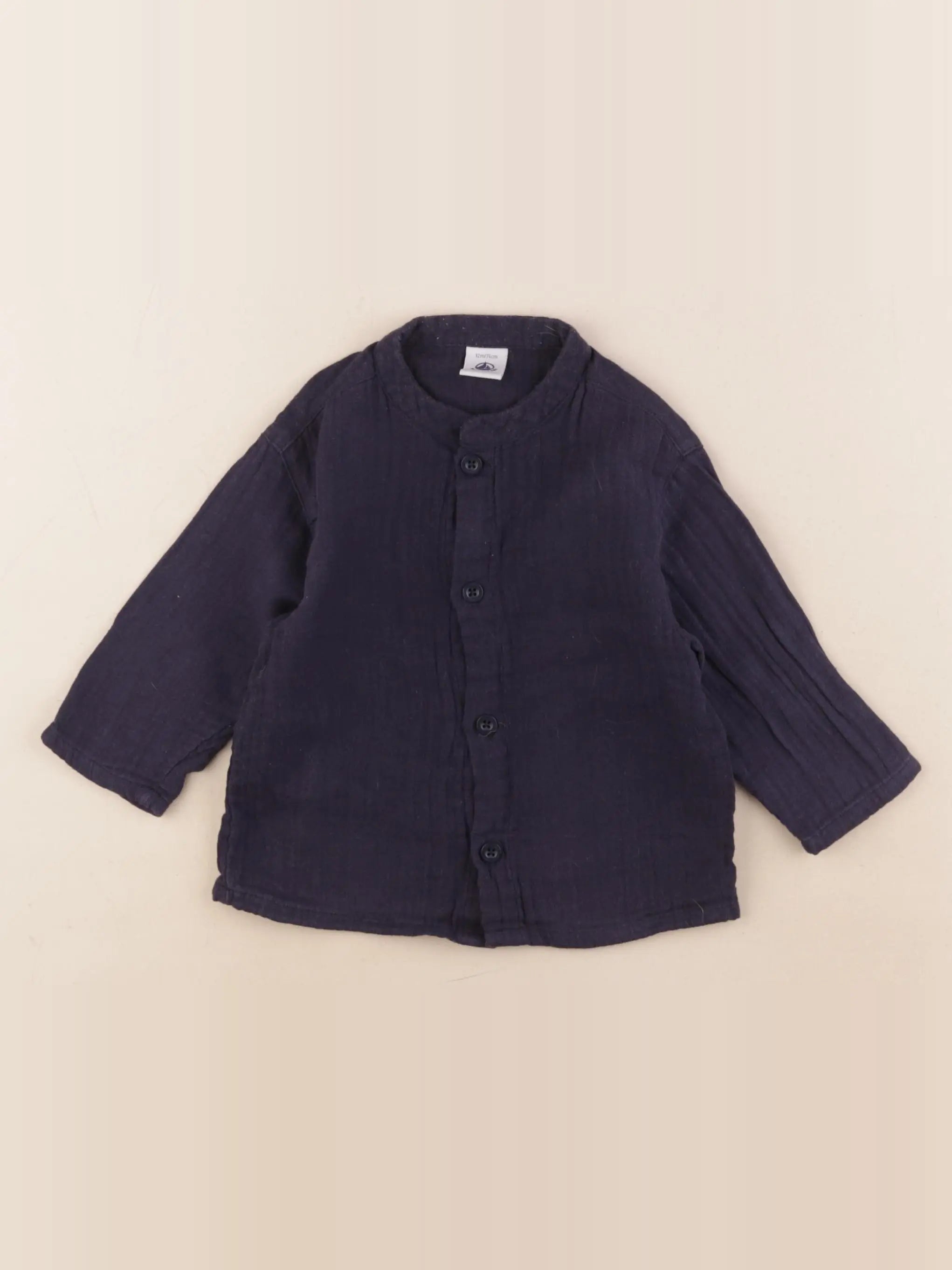 Petit Bateau - chemise bleu - 12 mois