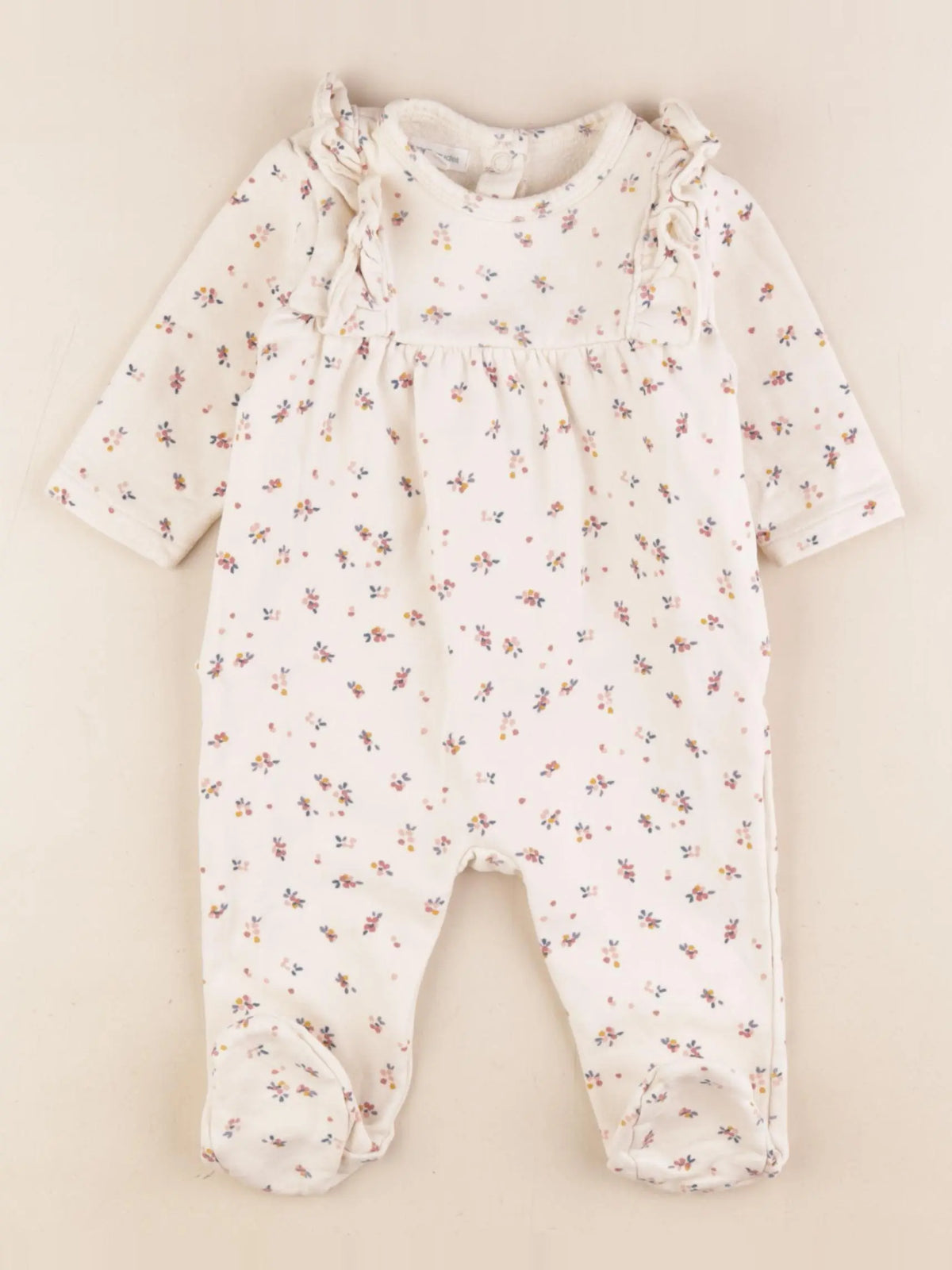 Vertbaudet - pyjama coton beige - 6 mois