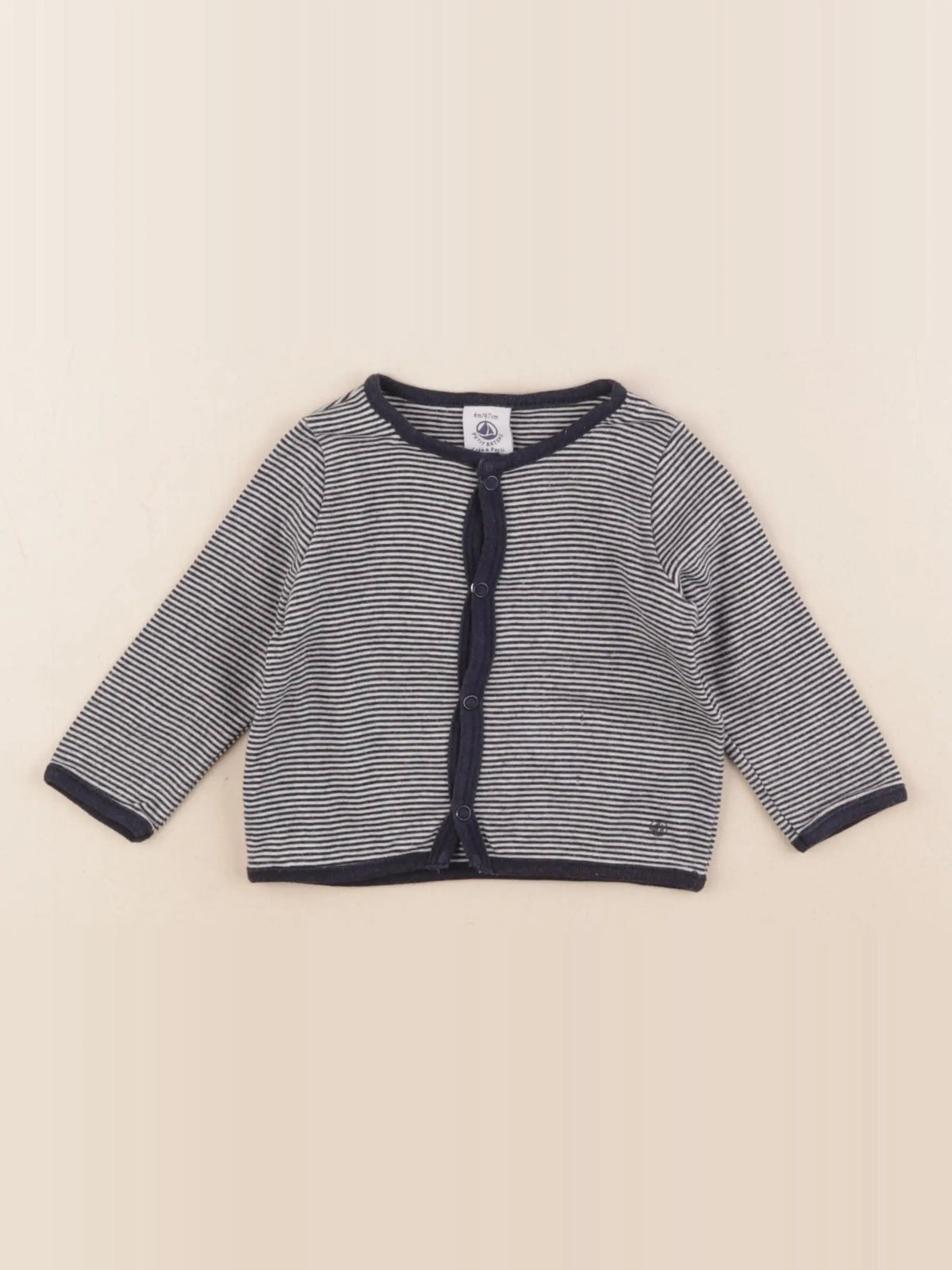 Petit Bateau - tee-shirt bleu, blanc - 6 mois