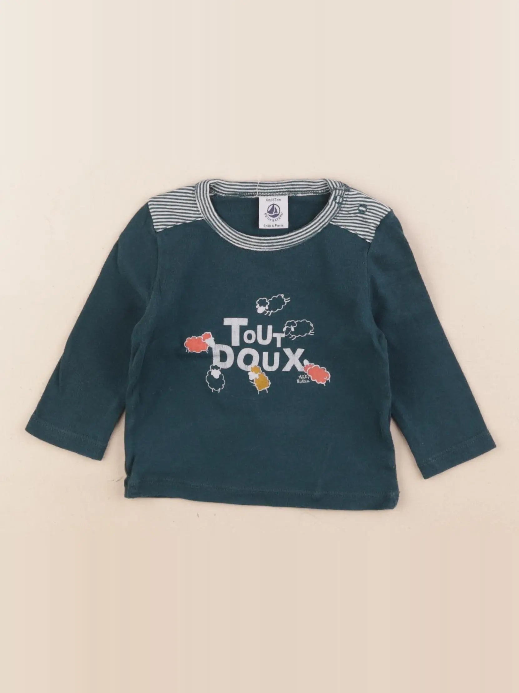 Petit Bateau - tee-shirt vert - 6 mois