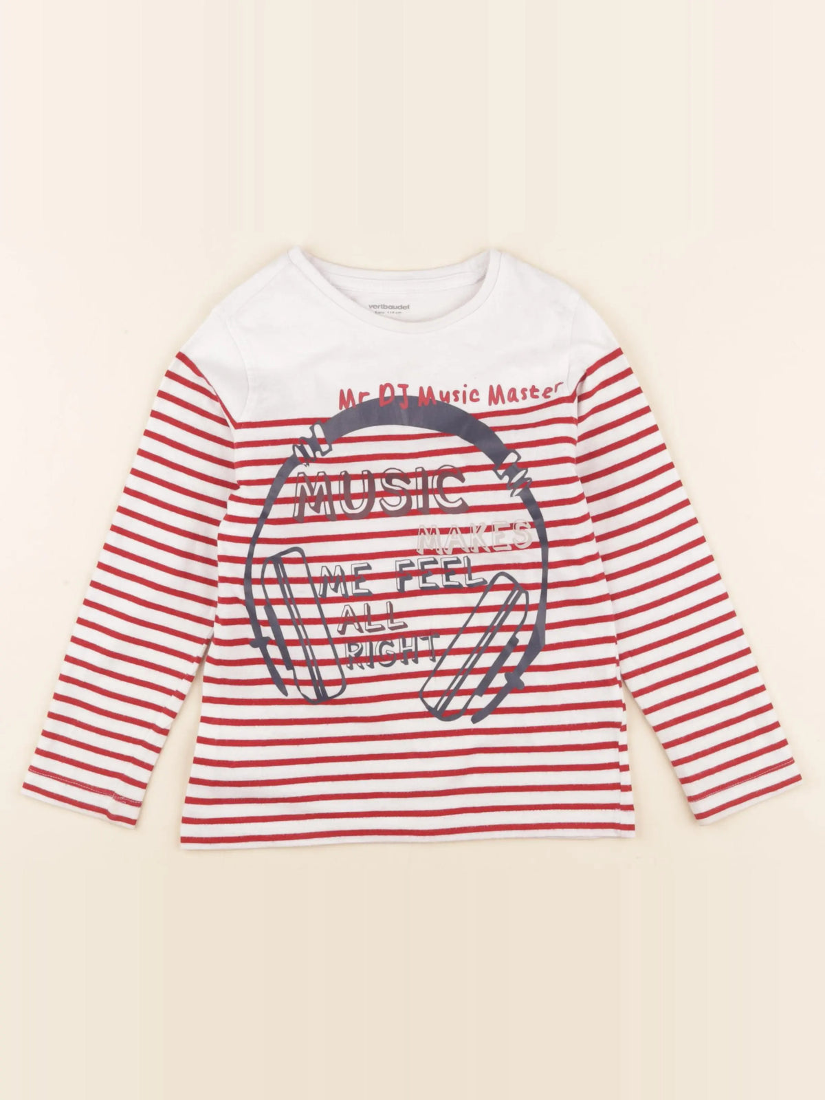 Vertbaudet - tee-shirt blanc, rouge - 6 ans