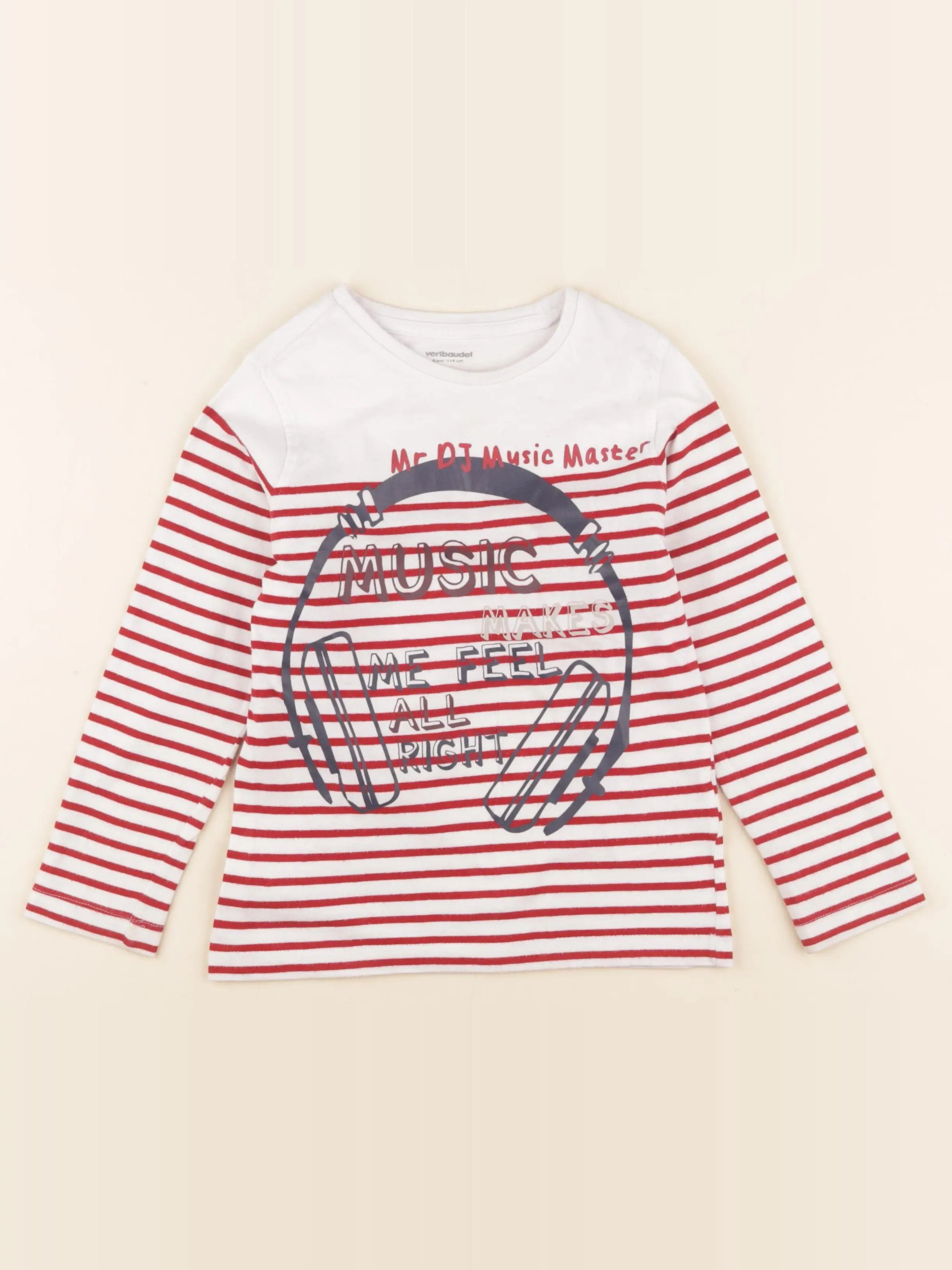 Vertbaudet - tee-shirt blanc, rouge - 6 ans