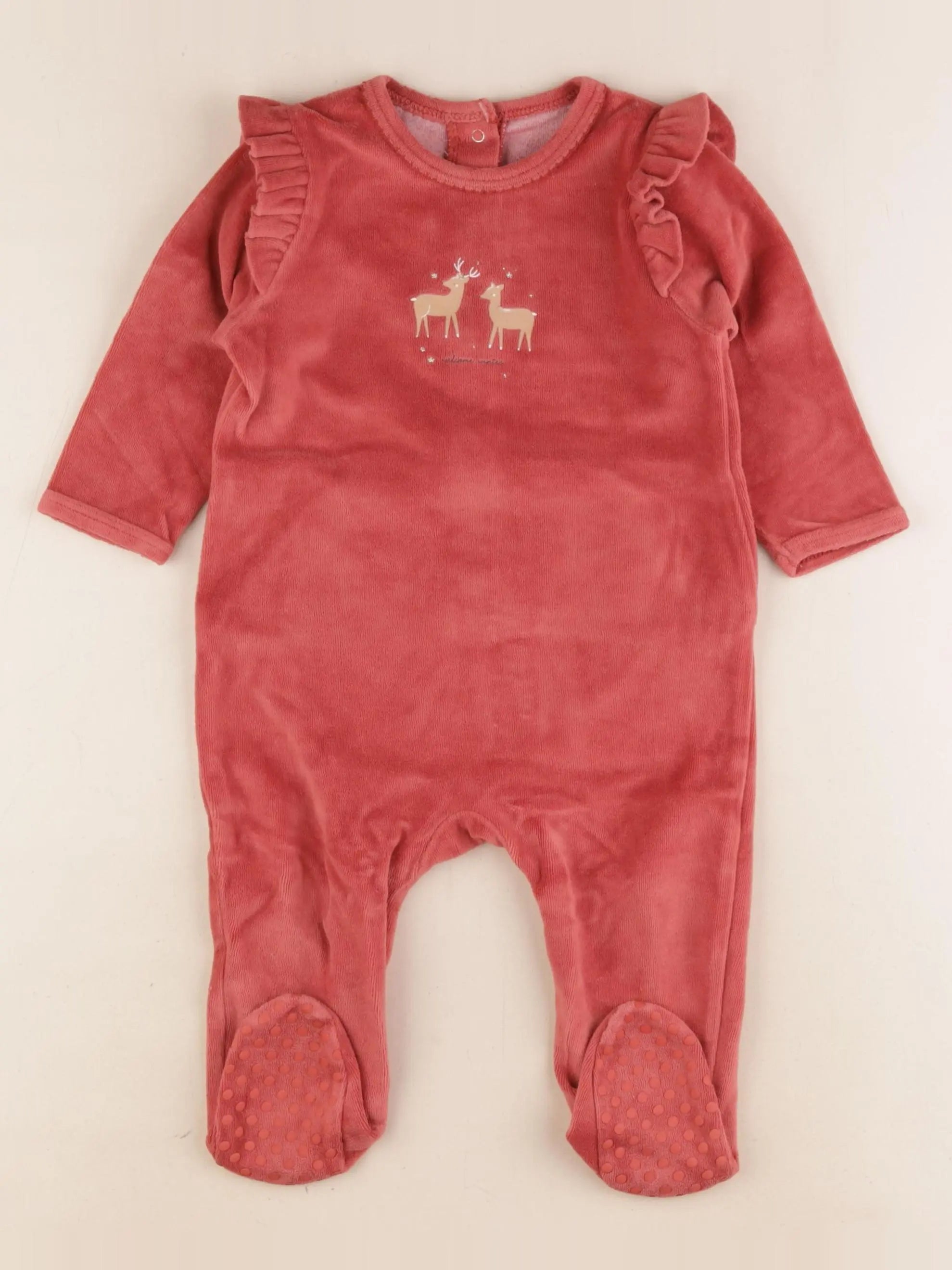 Vertbaudet - pyjama velours rouge - 12 mois
