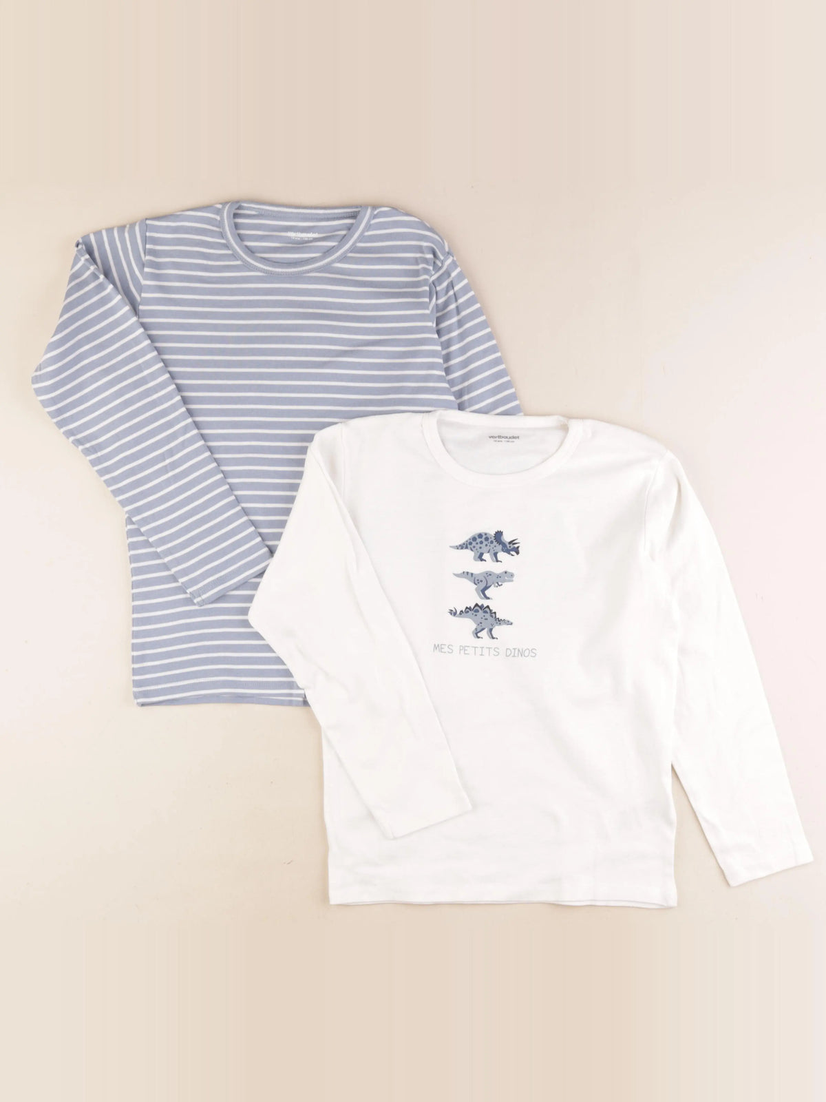Vertbaudet - lot de 2 maillots de corps blanc, bleu - 10 ans