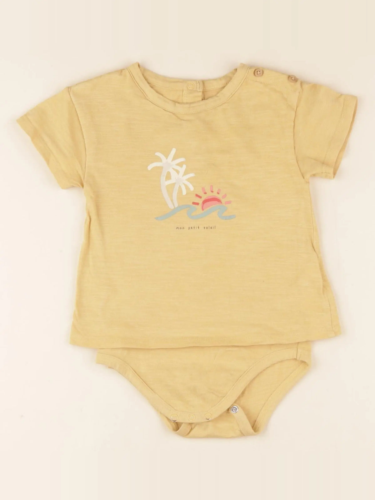 Vertbaudet - body tee-shirt jaune - 18 mois