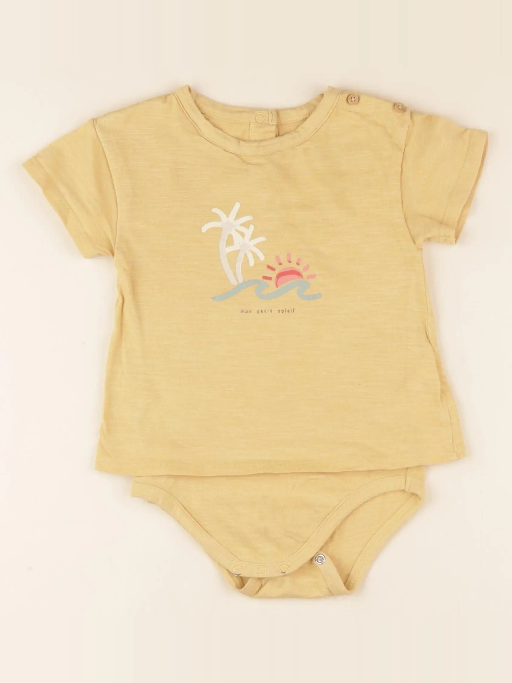 Vertbaudet - body tee-shirt jaune - 18 mois