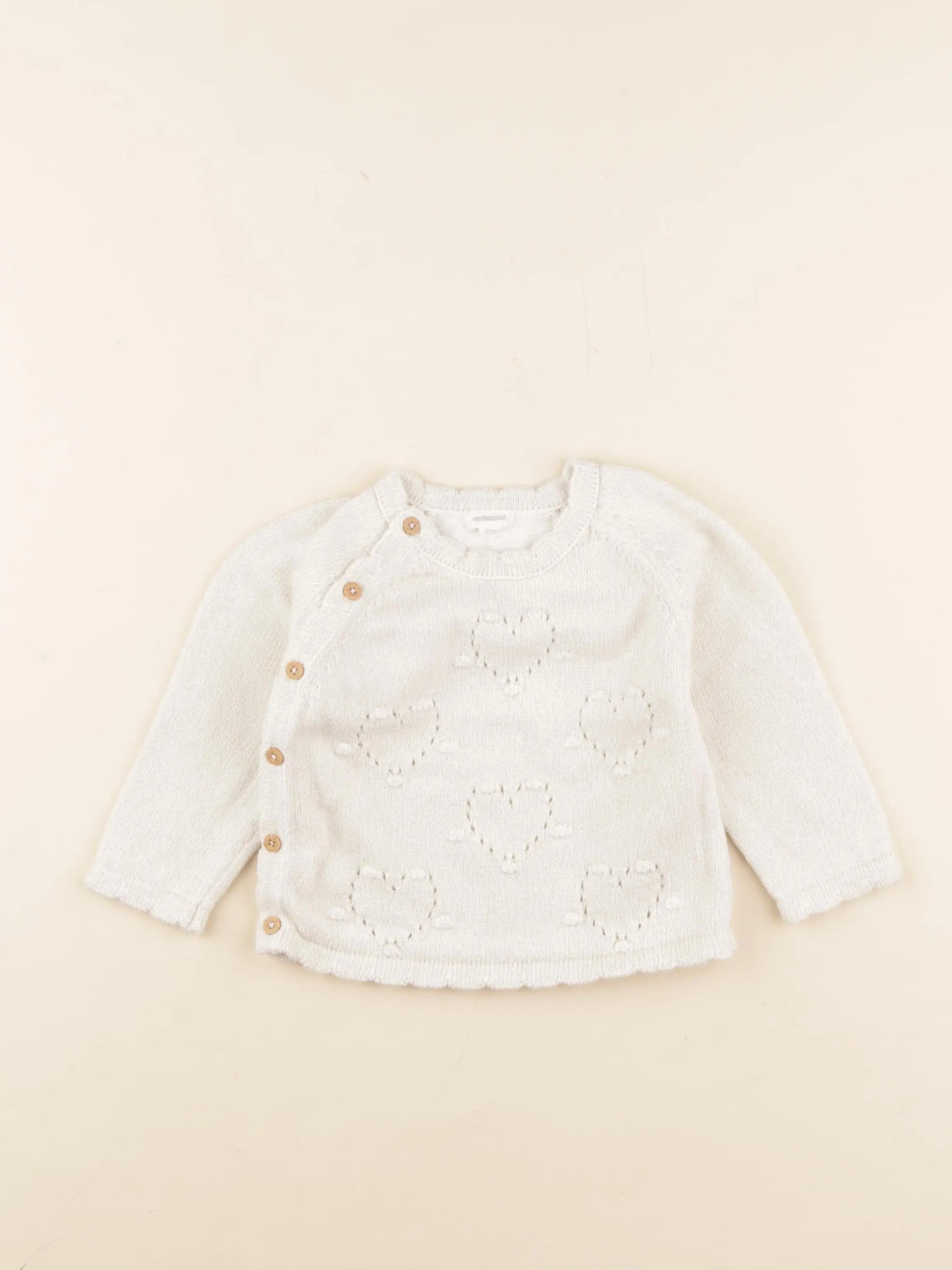 Vertbaudet - pull beige, or - 12 mois
