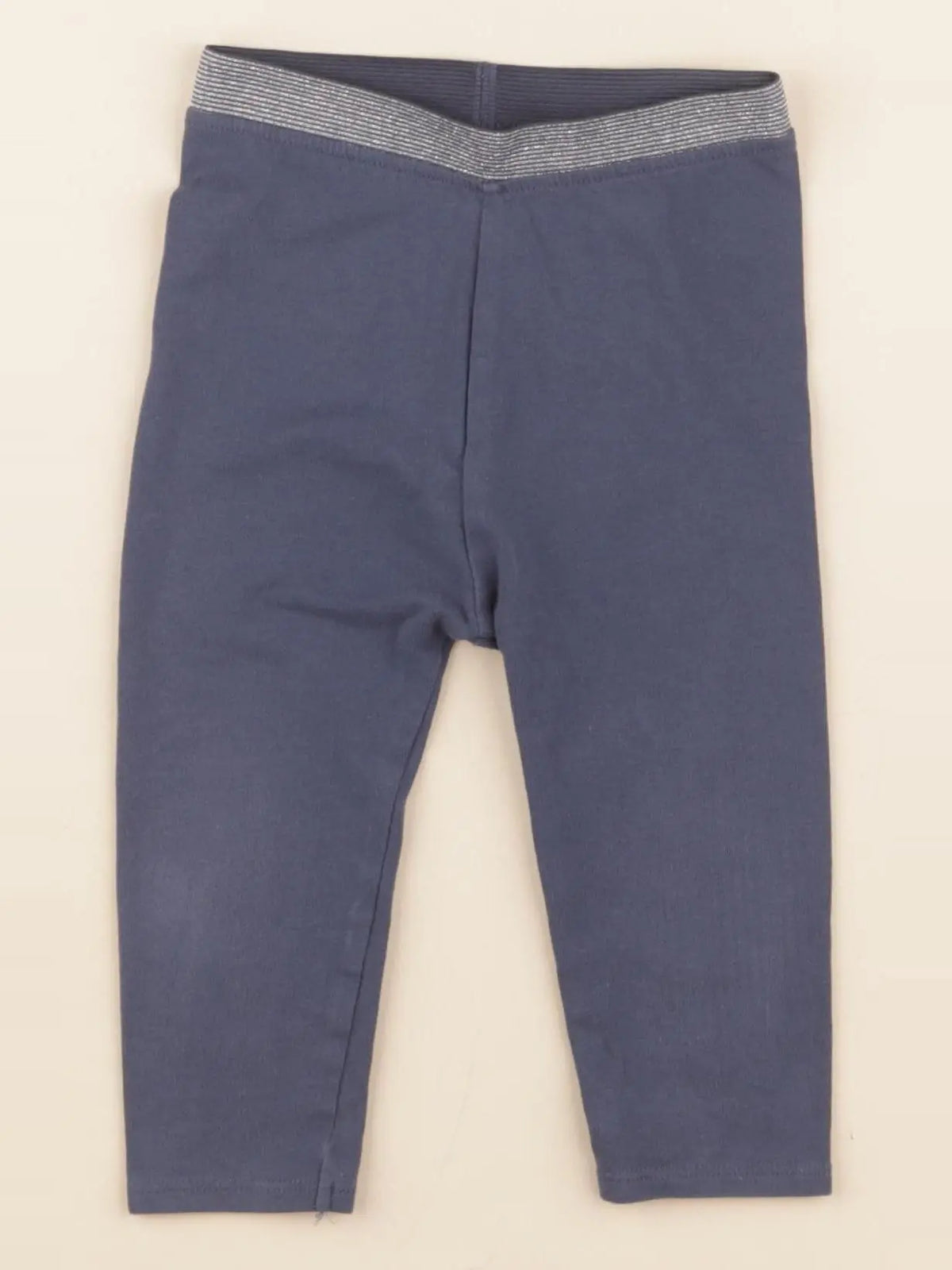 Vertbaudet - legging bleu, argent - 12 mois