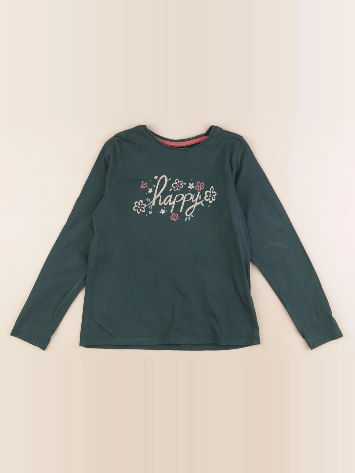 Vertbaudet - tee-shirt or, vert - 8 ans