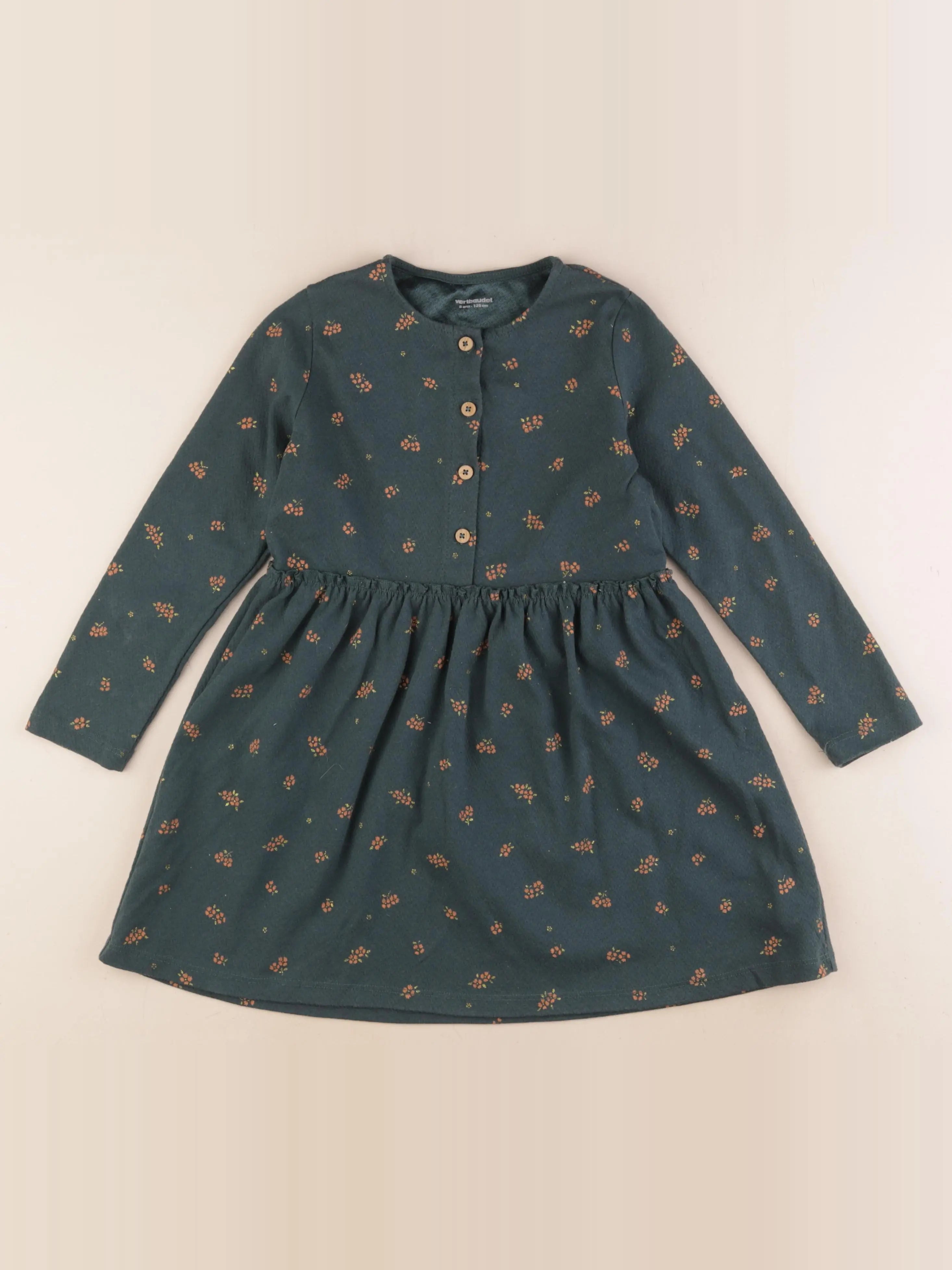 Vertbaudet - robe or, vert - 8 ans