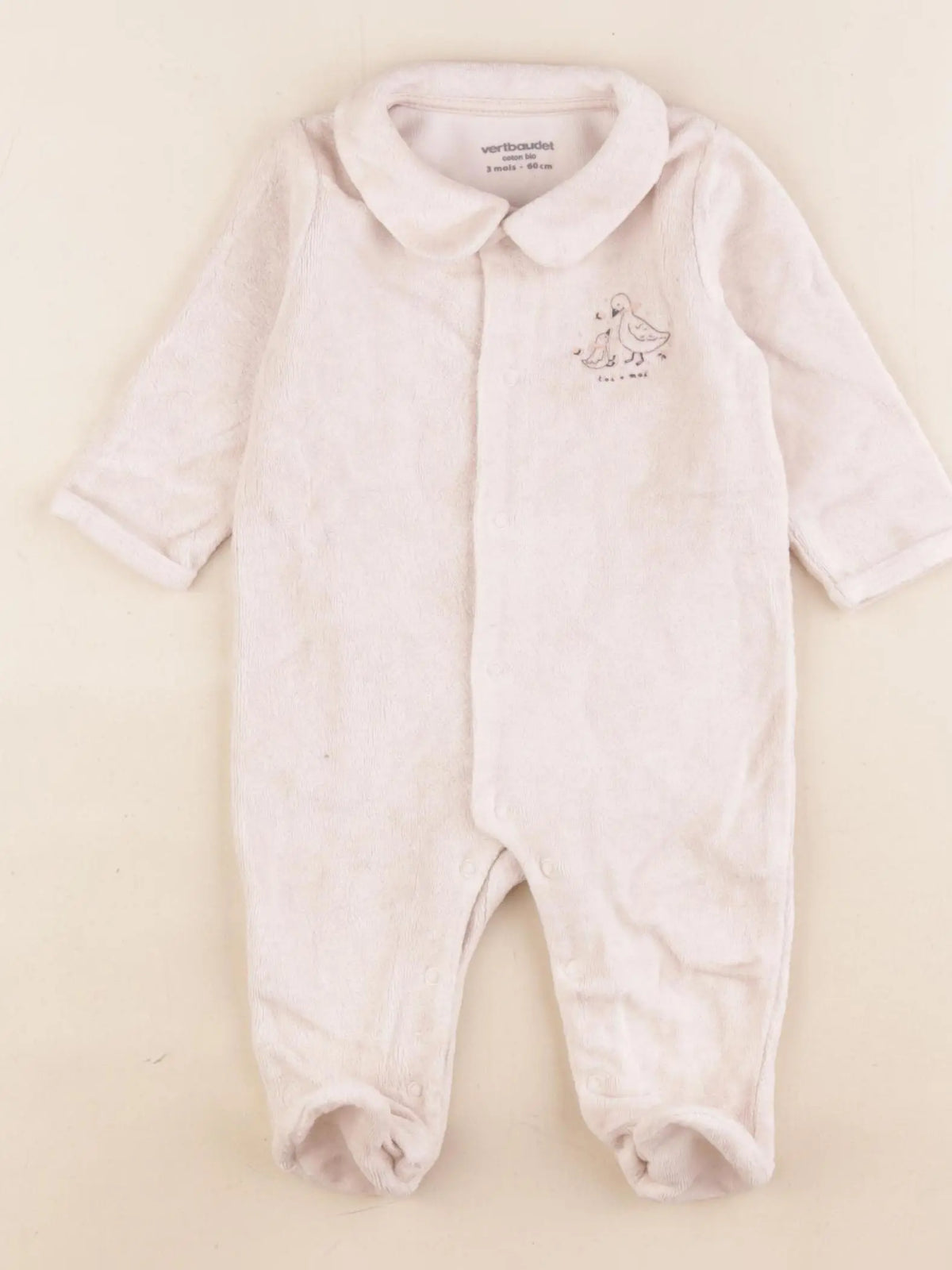 Vertbaudet - pyjama velours rose - 3 mois