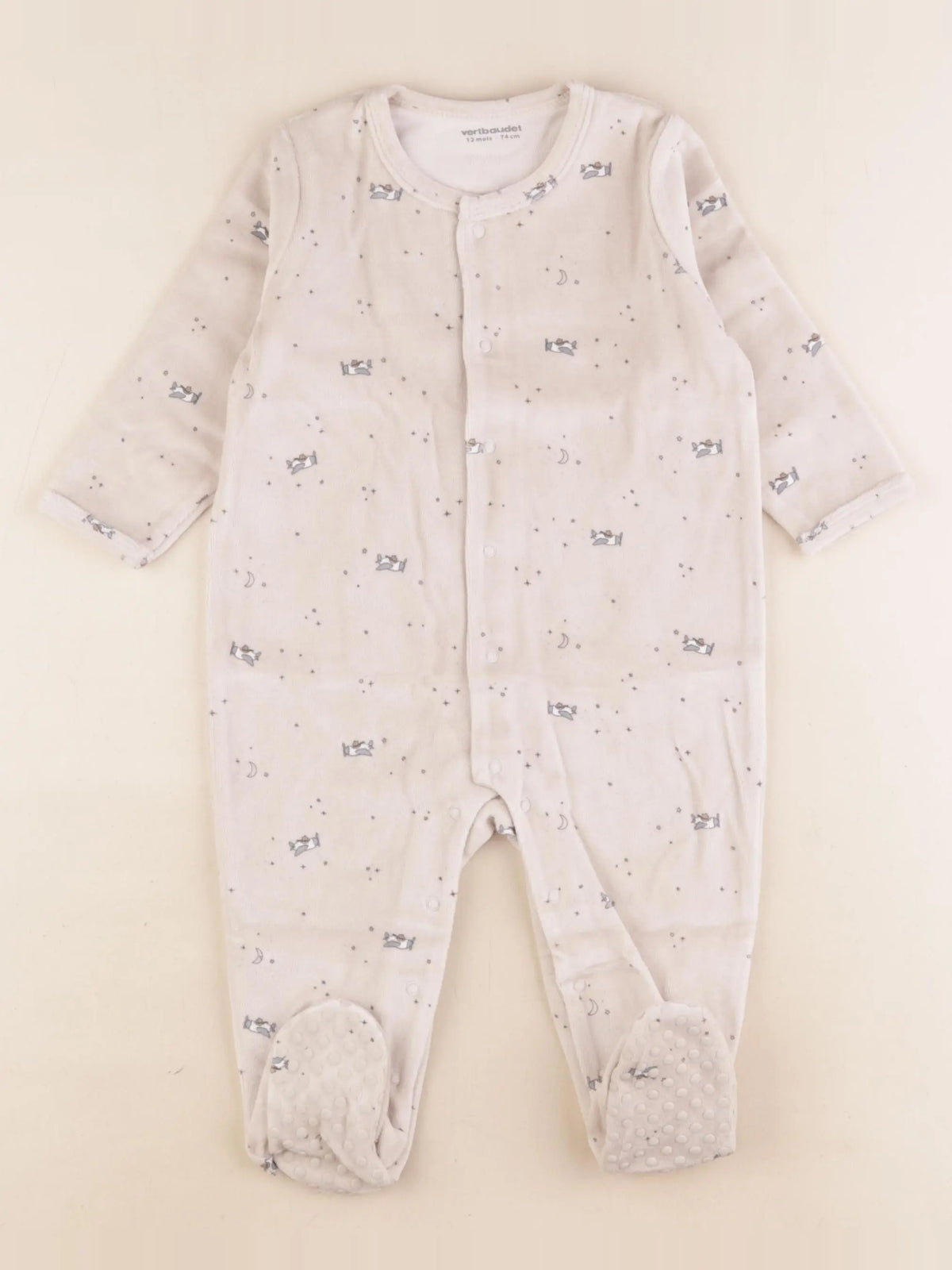 Vertbaudet - pyjama velours beige - 12 mois