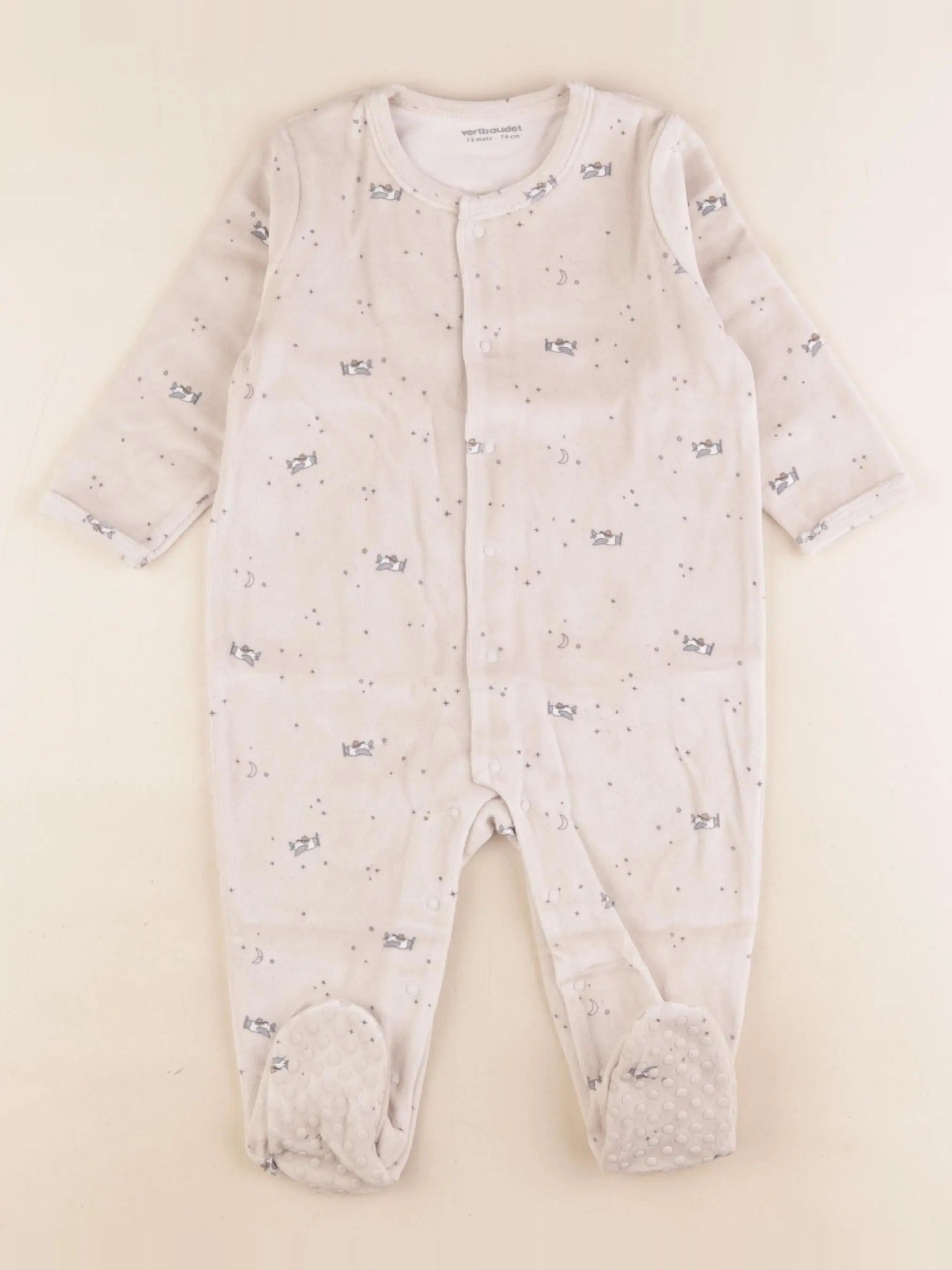 Vertbaudet - pyjama velours beige - 12 mois