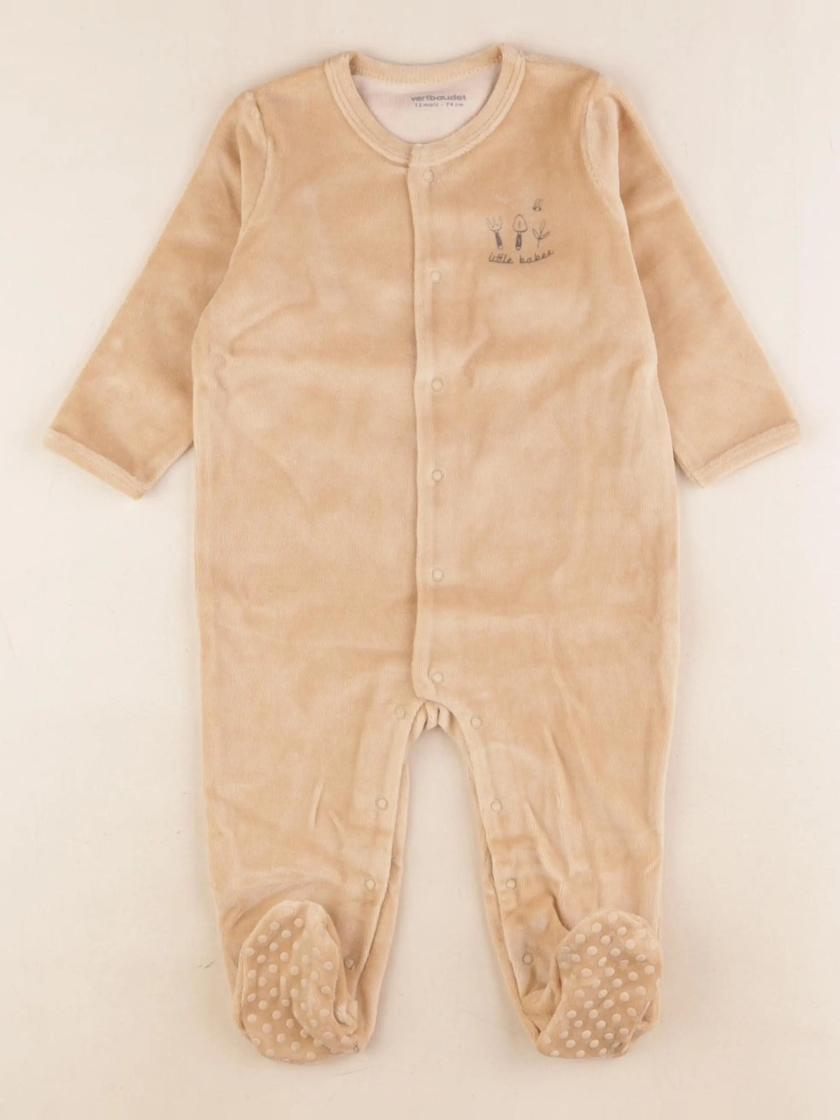 Vertbaudet - pyjama velours marron - 12 mois