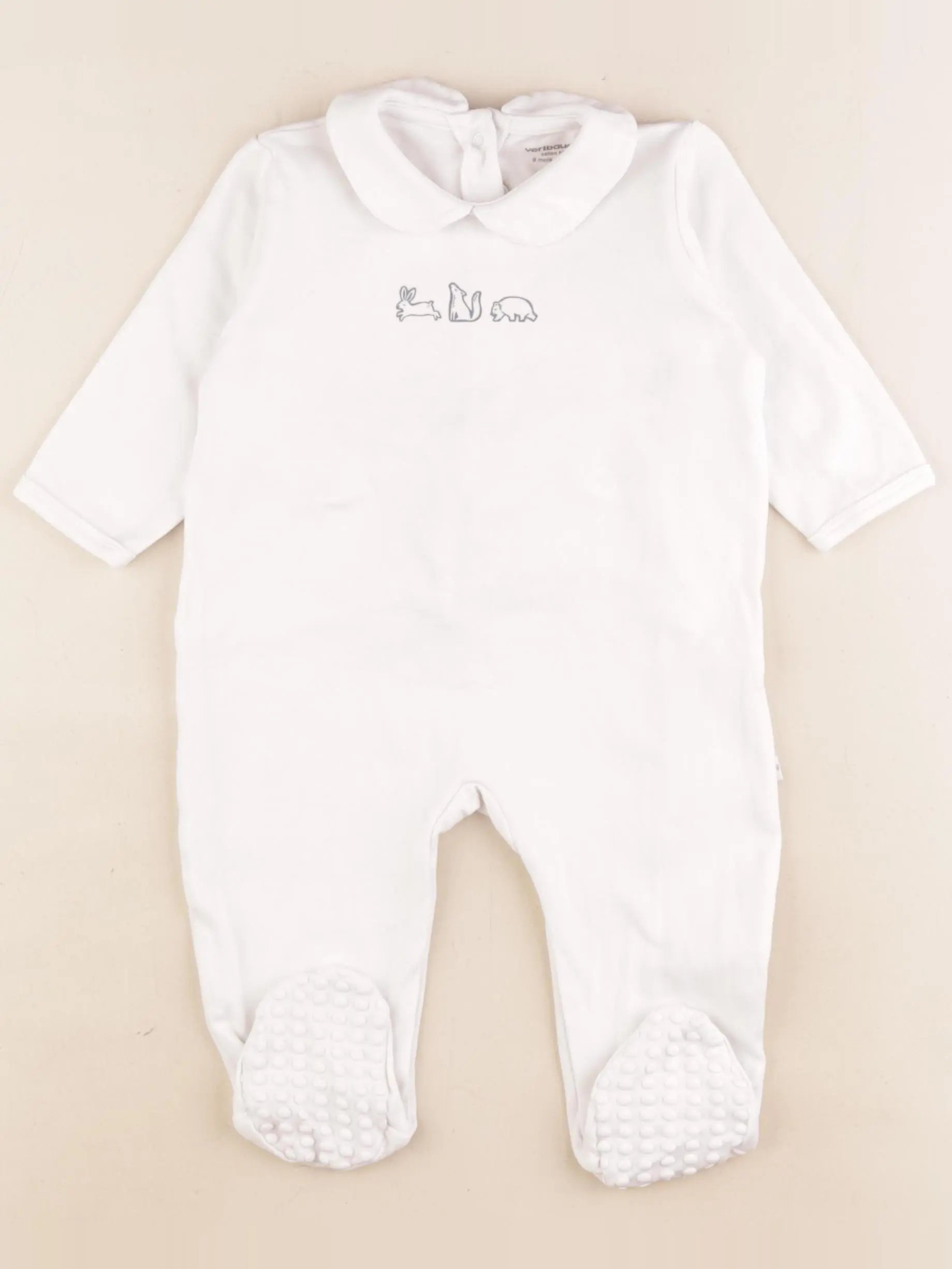 Vertbaudet - pyjama coton blanc - 9 mois