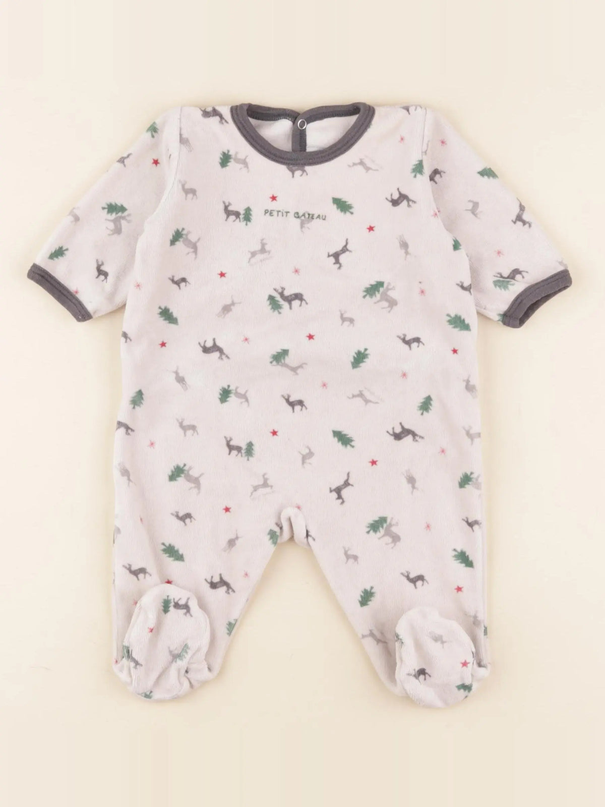 Petit Bateau - pyjama velours beige - 3 mois