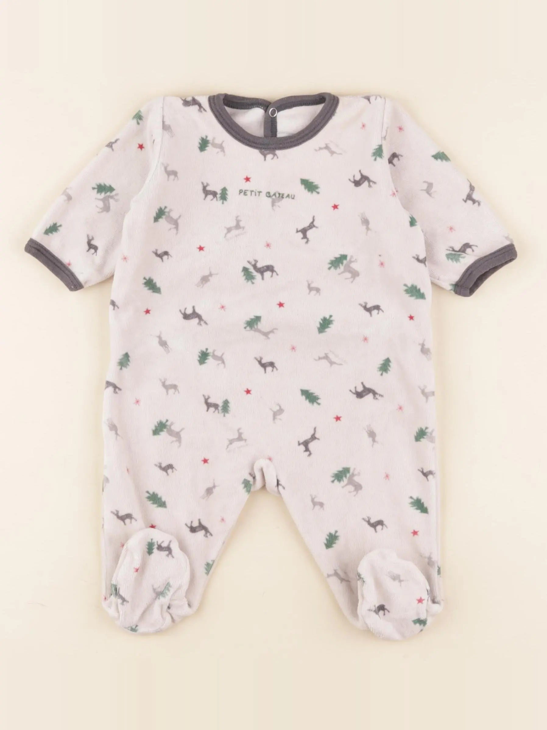 Petit Bateau - pyjama velours beige - 3 mois