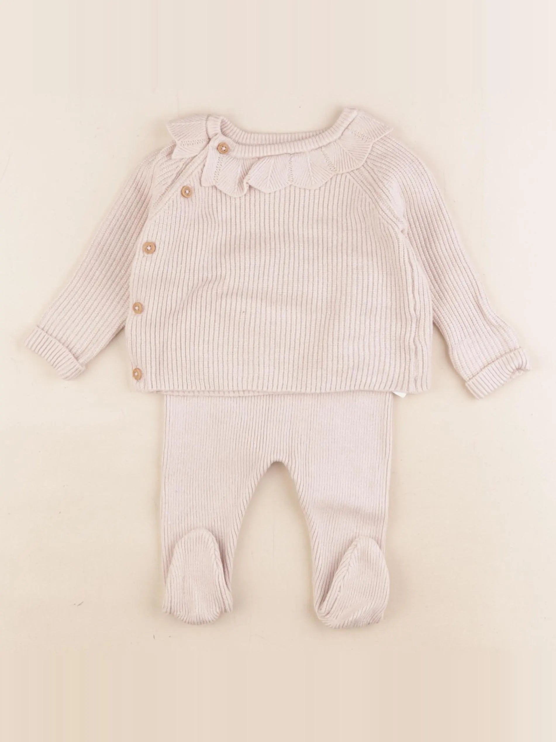 Vertbaudet - combinaison beige - 3 mois