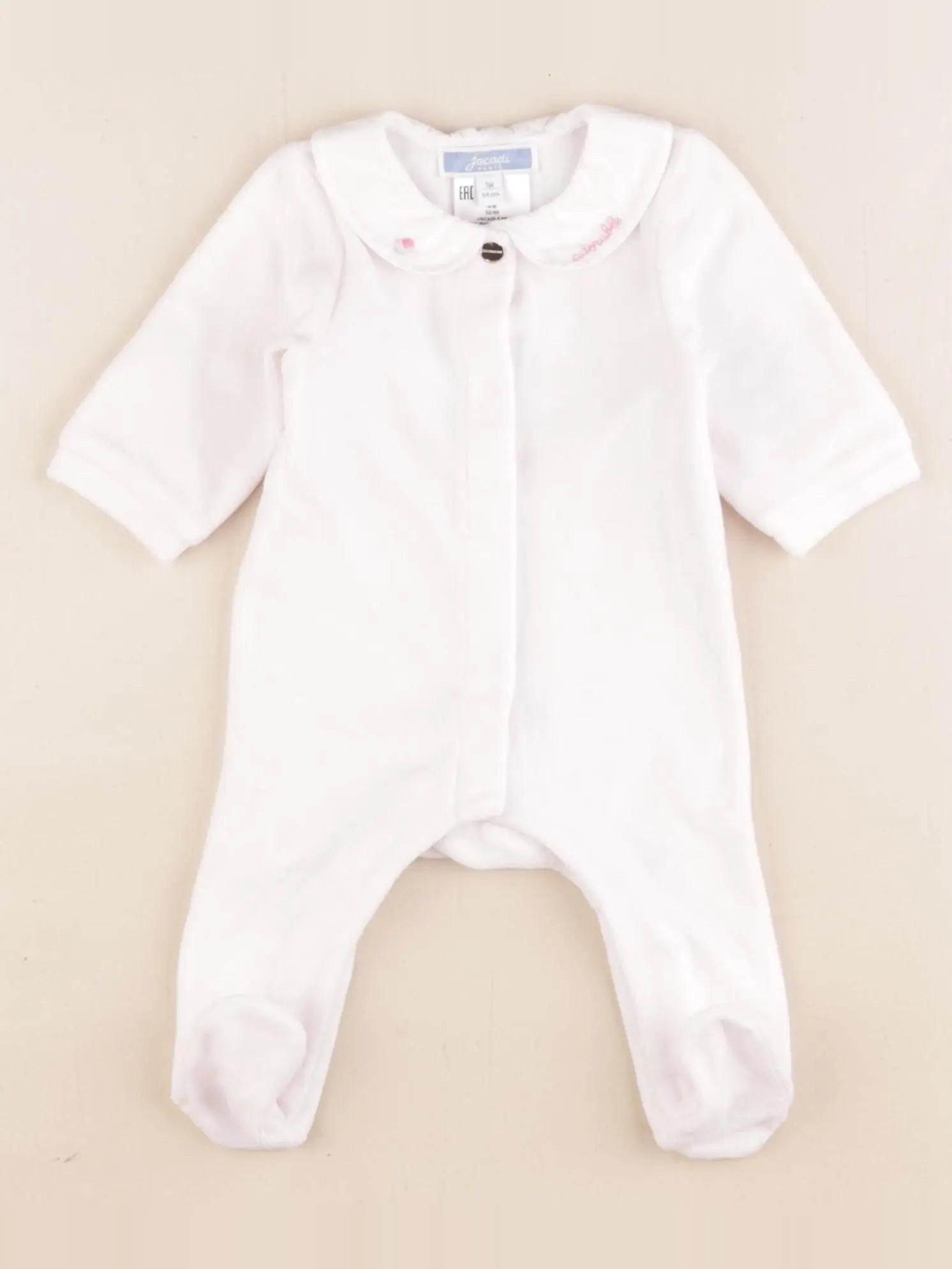 Jacadi - pyjama velours rose - 1 mois