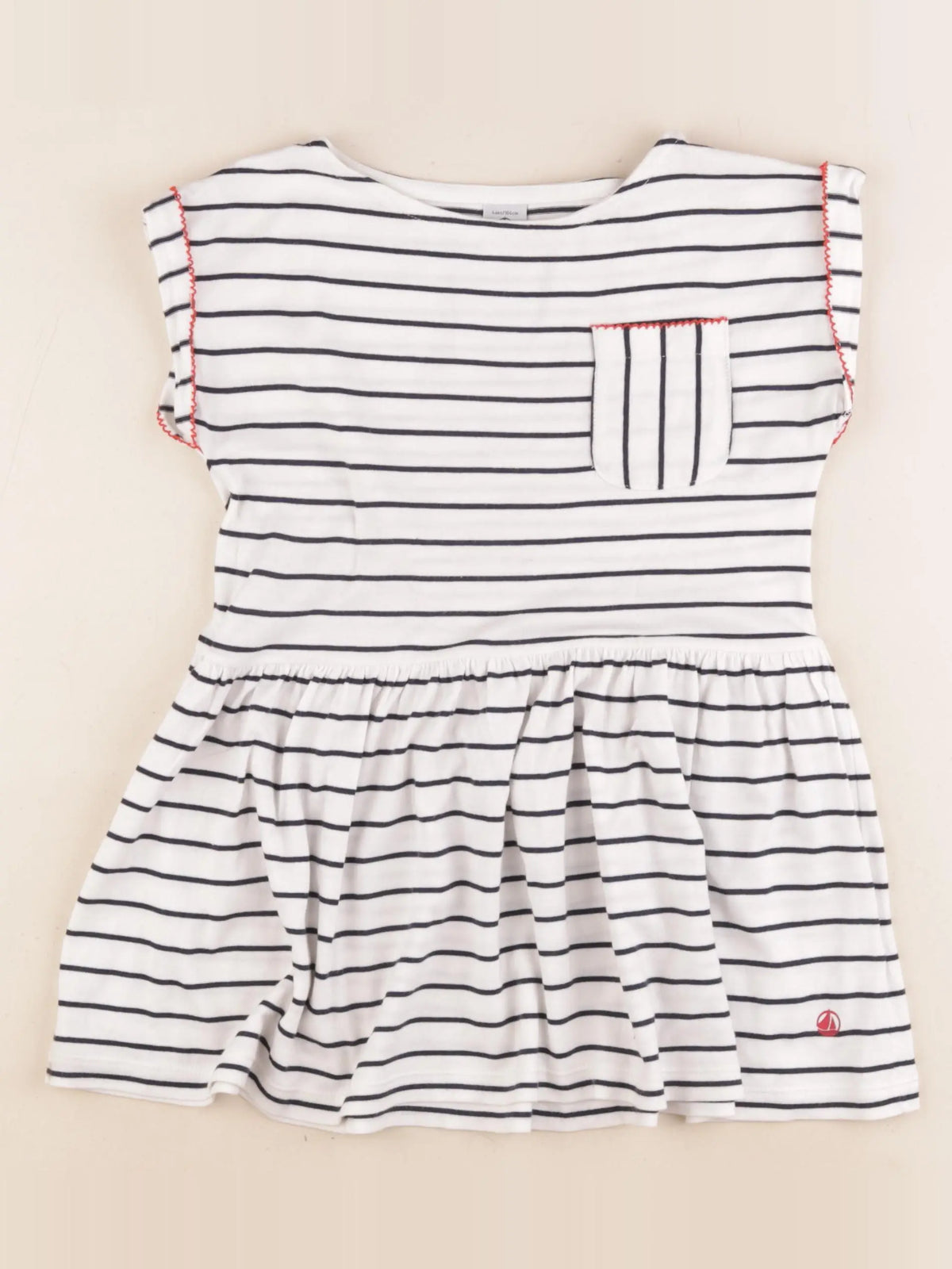 Petit Bateau - robe blanc, bleu - 4 ans