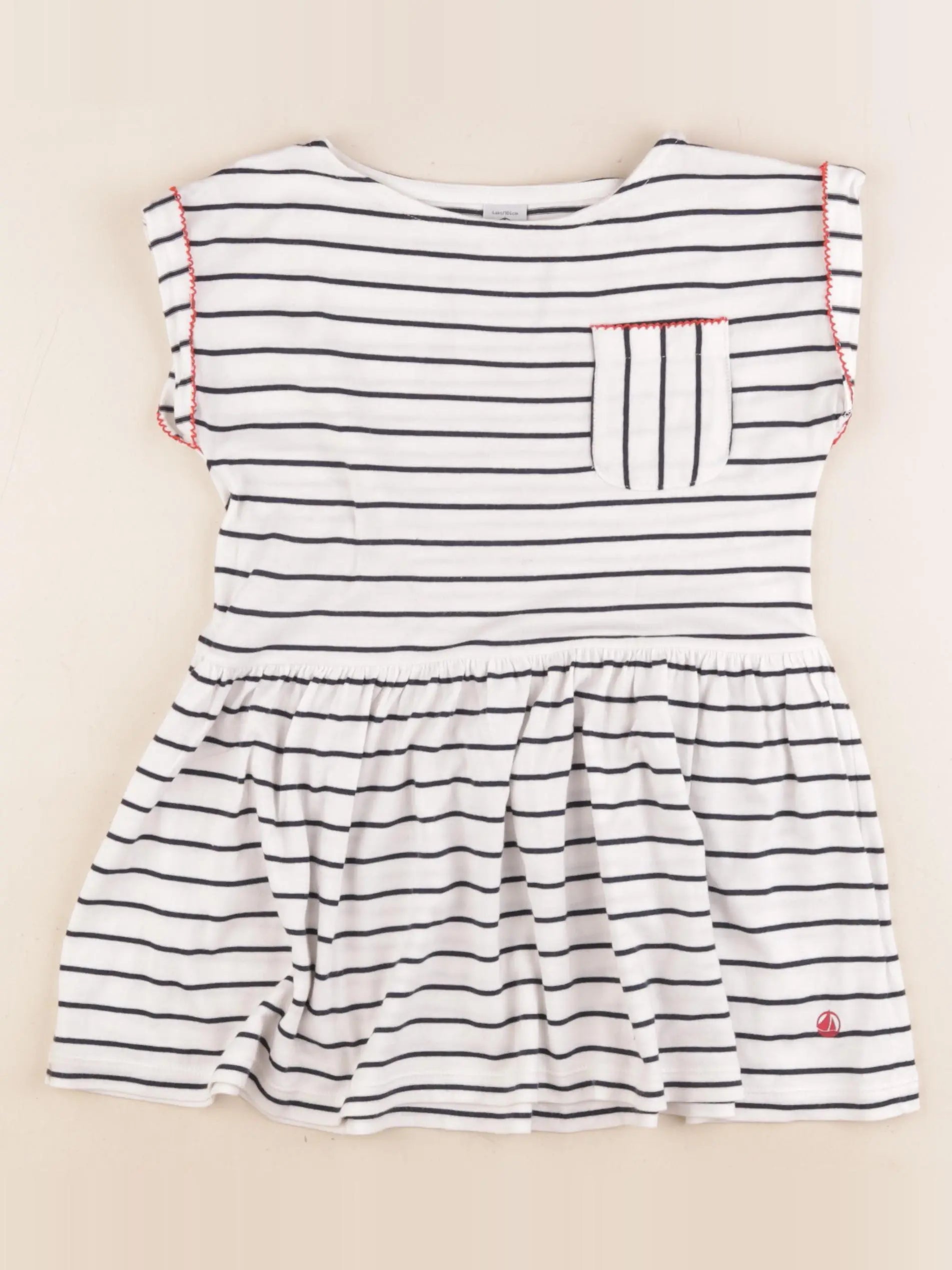Petit Bateau - robe blanc, bleu - 4 ans