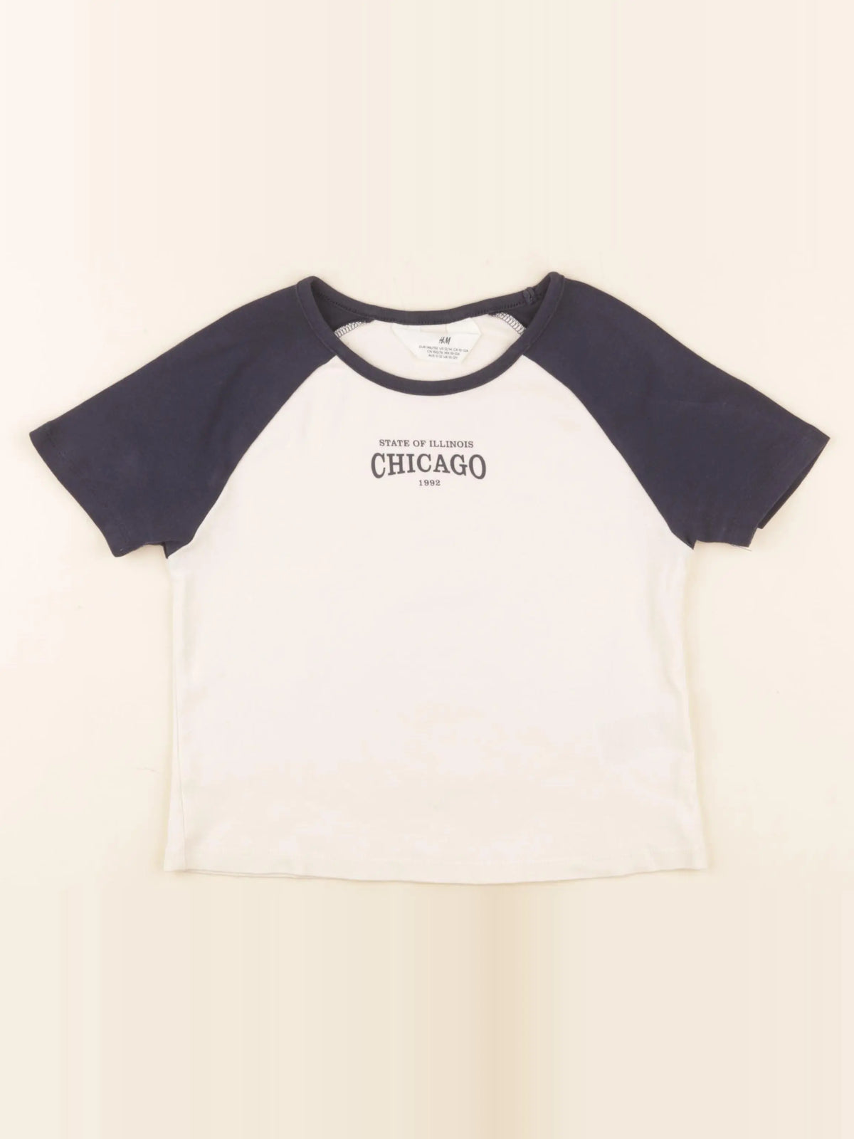 H&M - tee-shirt blanc, bleu - 10/12 ans
