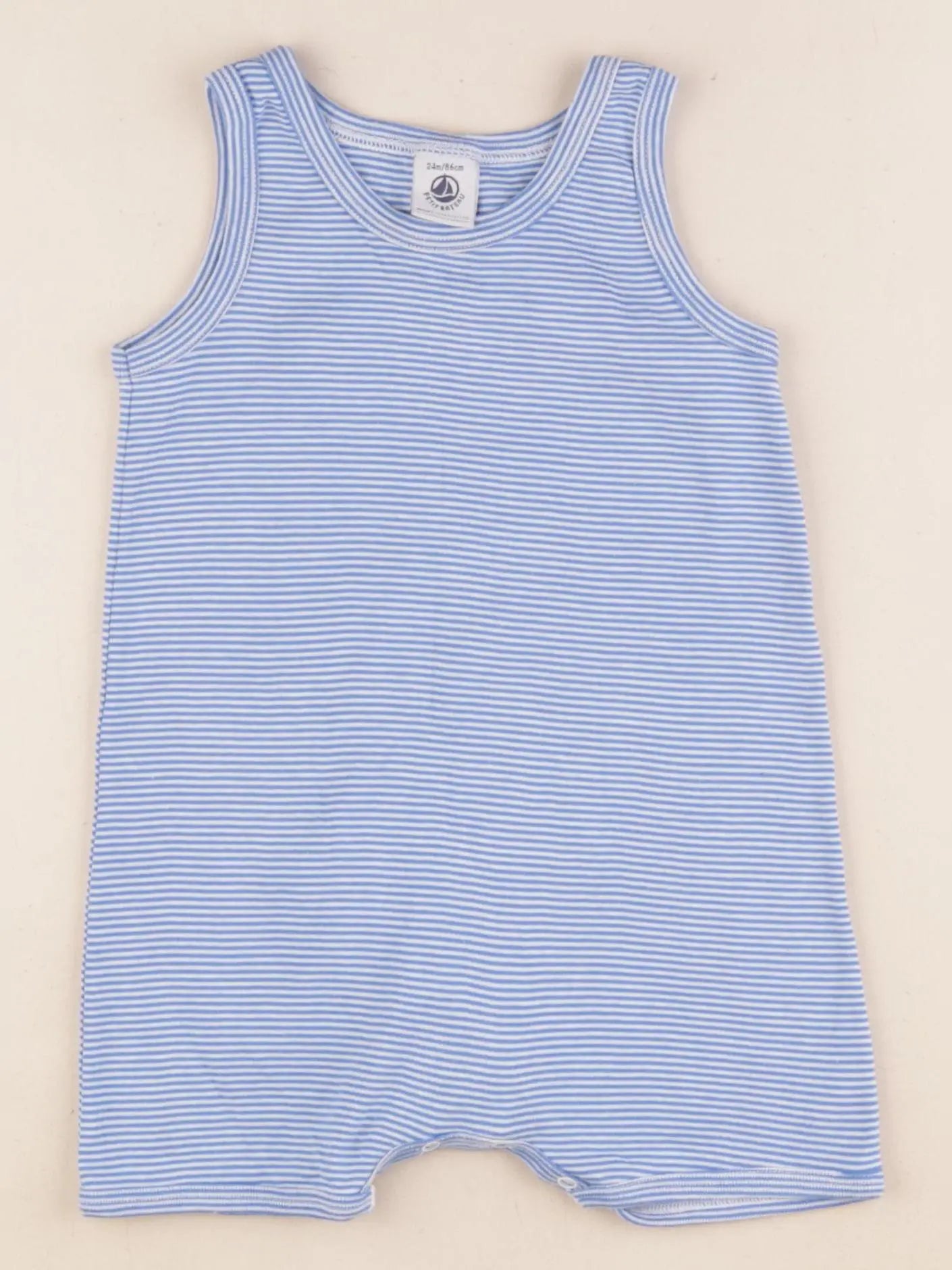 Petit Bateau - pyjama coton bleu, blanc - 24 mois