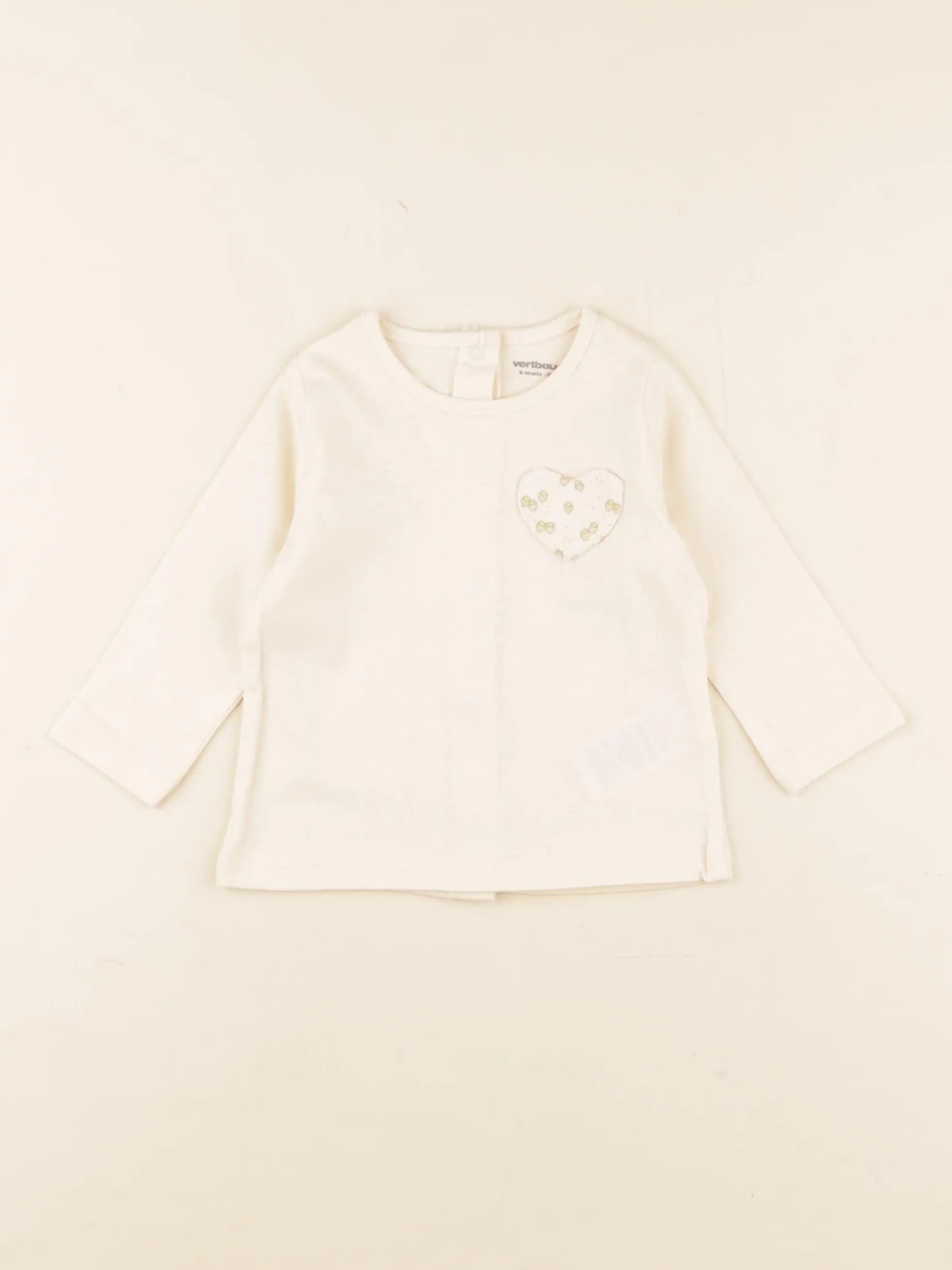 Vertbaudet - tee-shirt beige - 6 mois