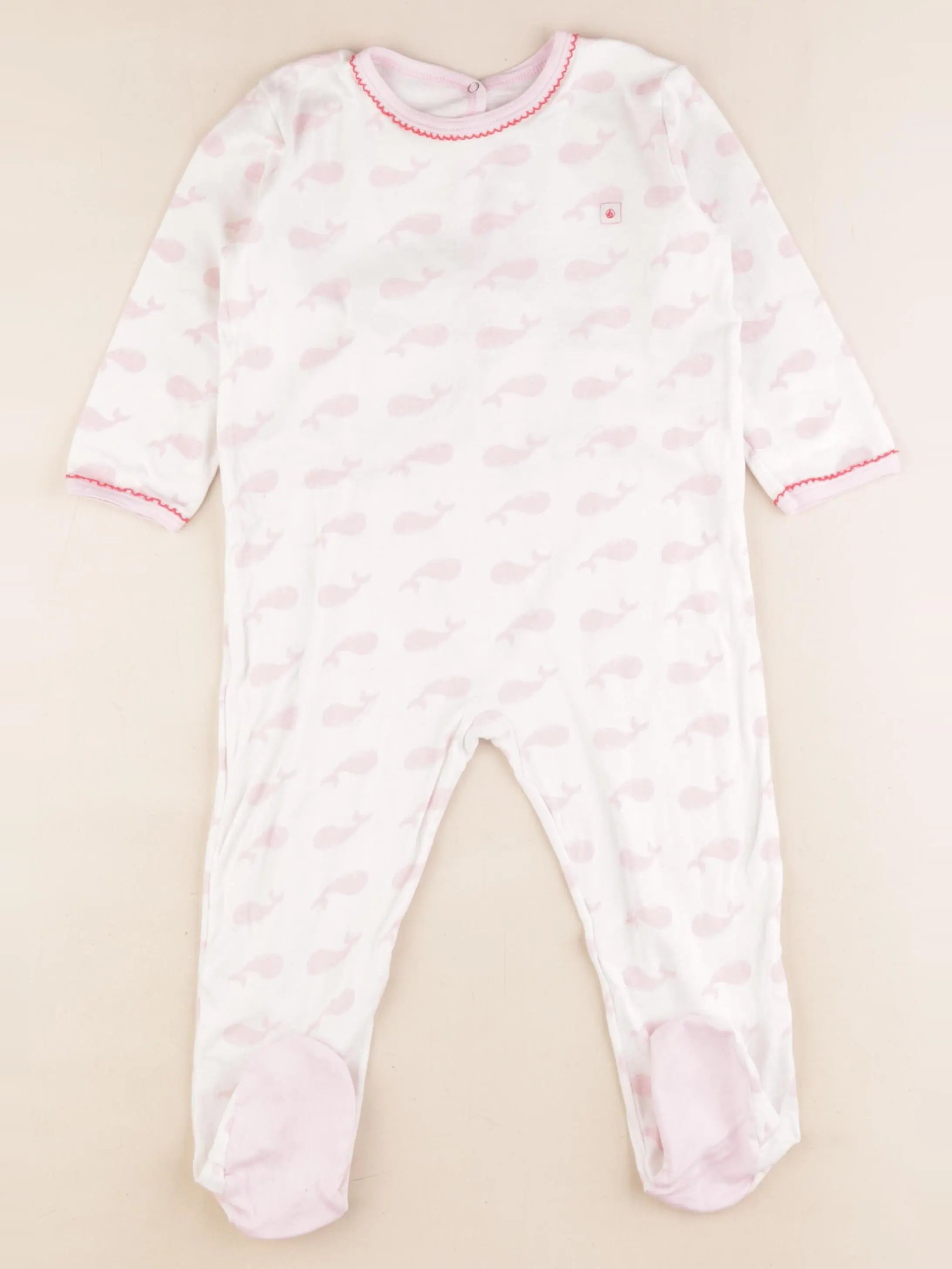 Petit Bateau - pyjama coton blanc, rose - 24 mois