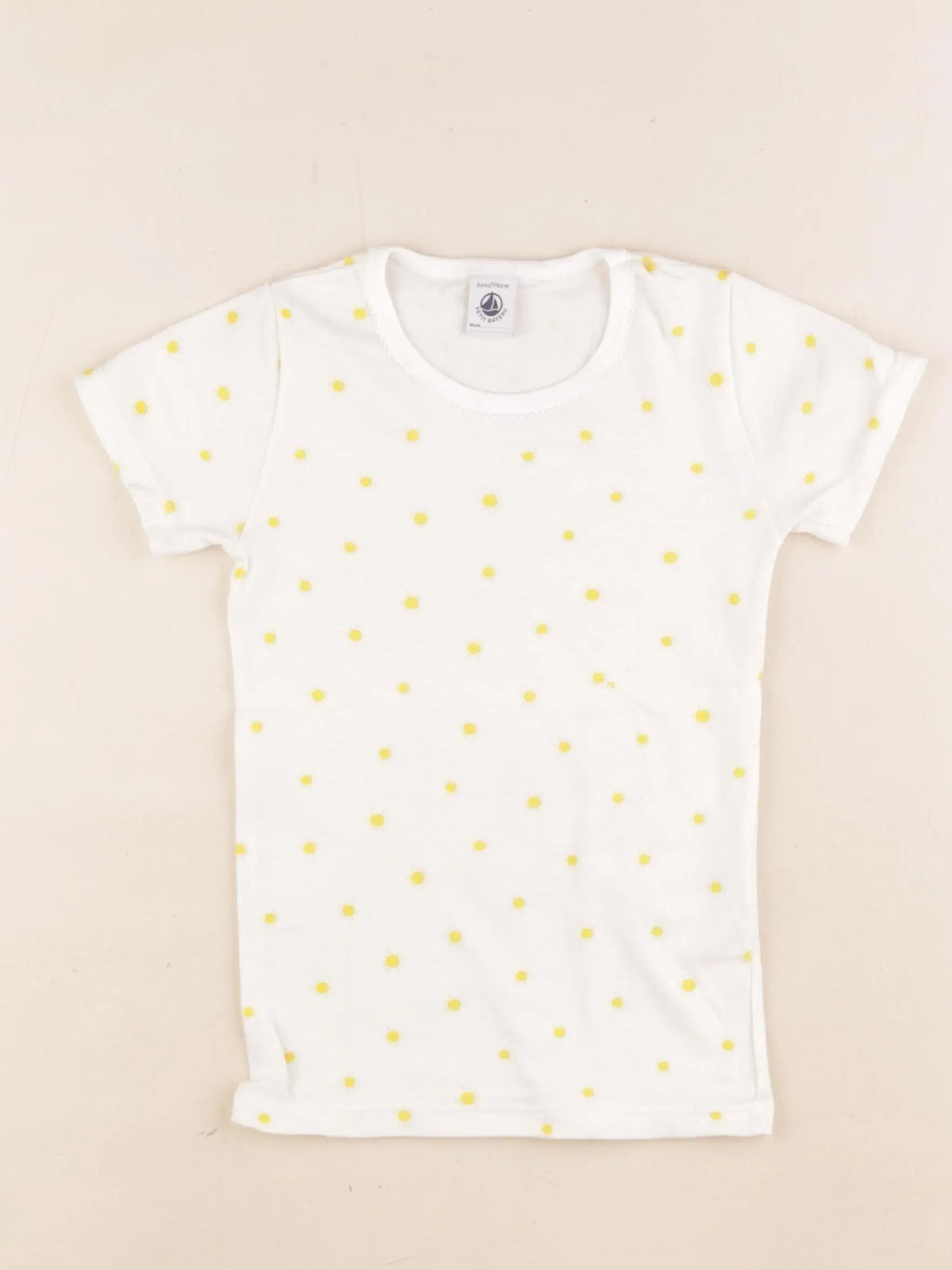 Petit Bateau - maillot de corps blanc, jaune - 6 ans