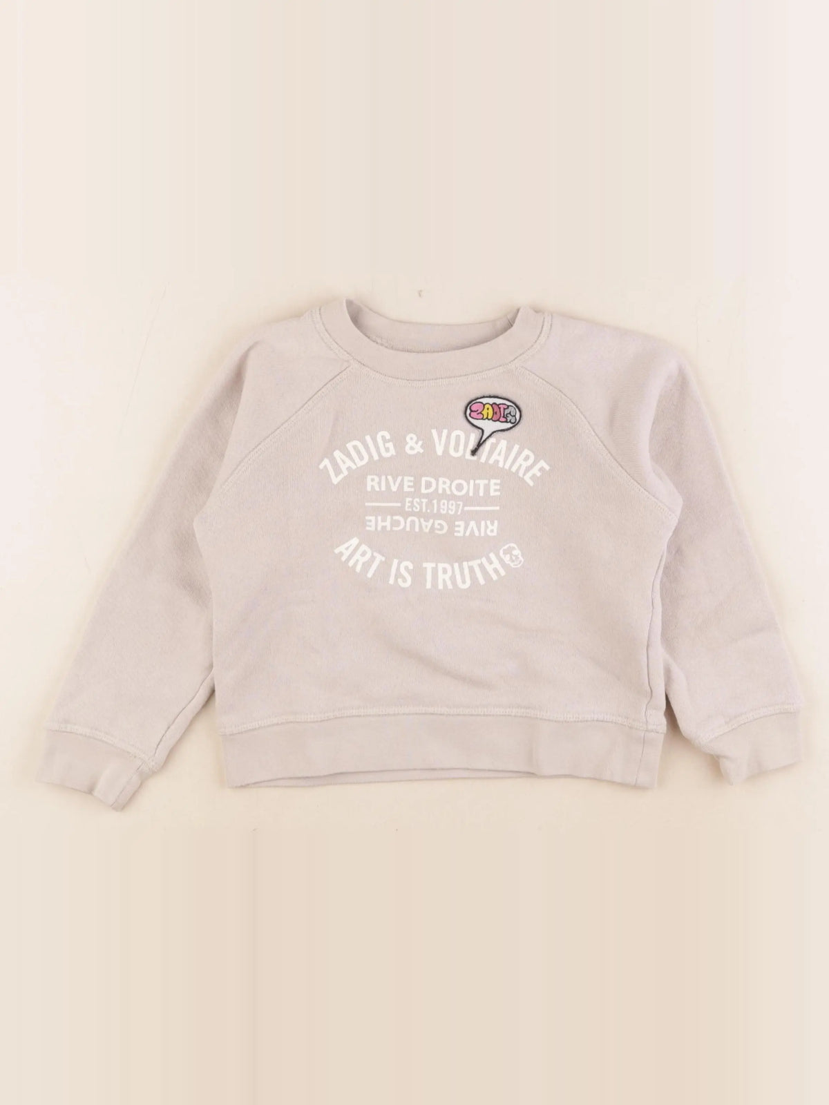 Zadig & Voltaire - sweat beige - 6 ans
