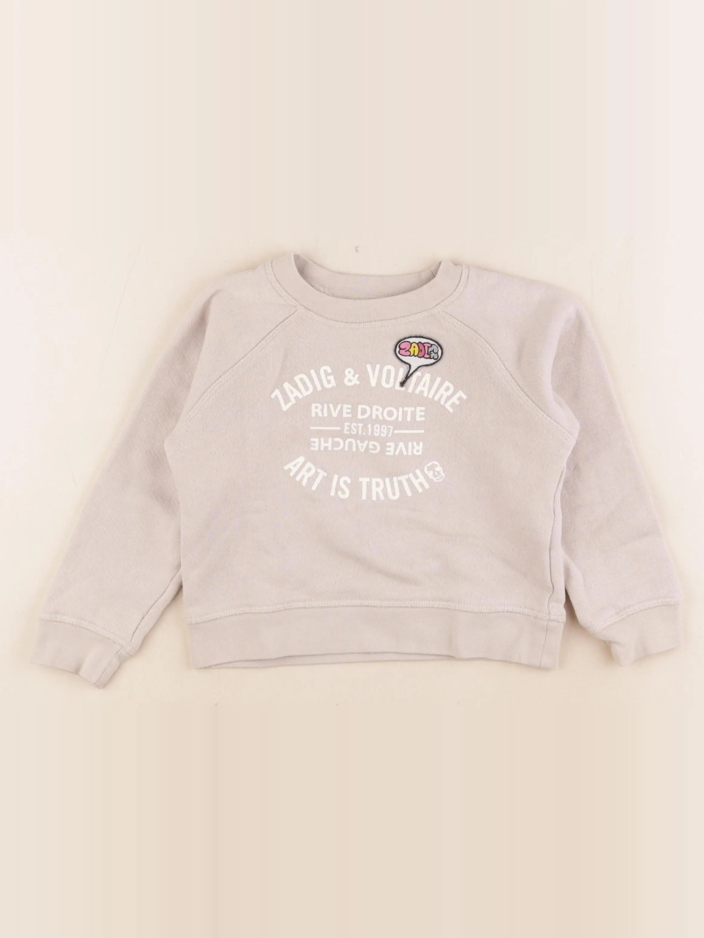 Zadig & Voltaire - sweat beige - 6 ans